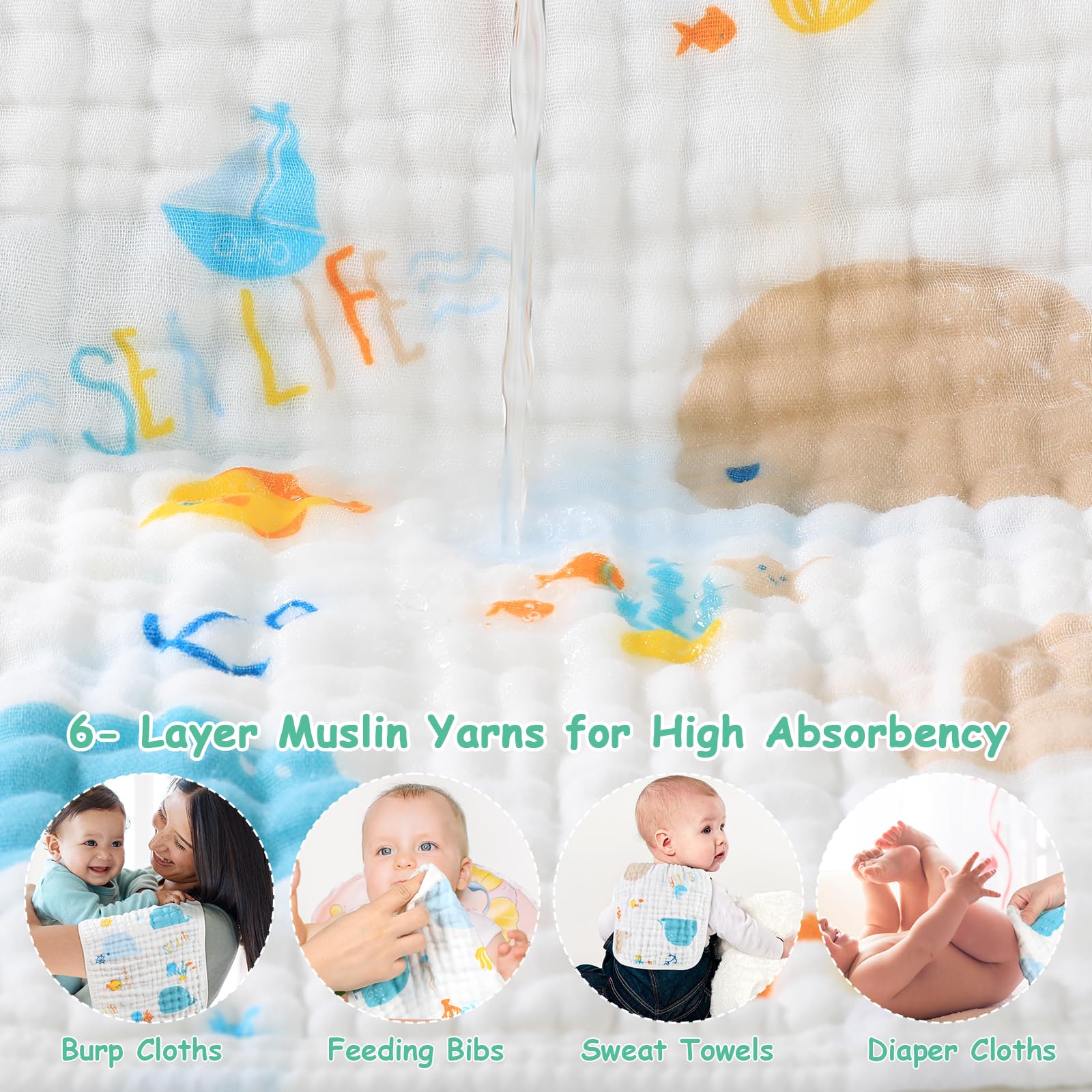 Looxii whale design burp cloths are travel-friendly and easy to pack in a diaper bag.