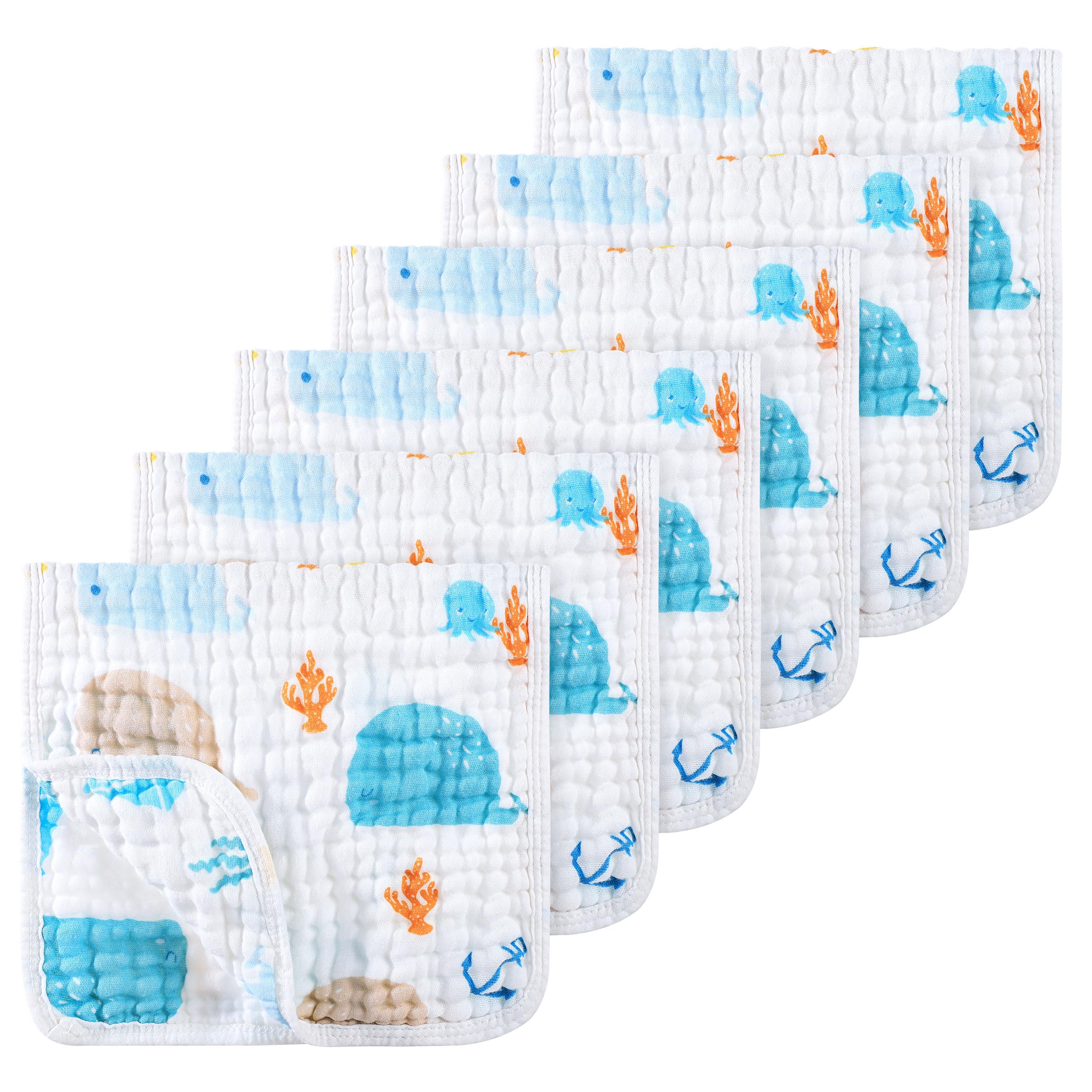 Looxii Muslin Burp Cloth with whale design offers gentle, breathable protection for sensitive skin.