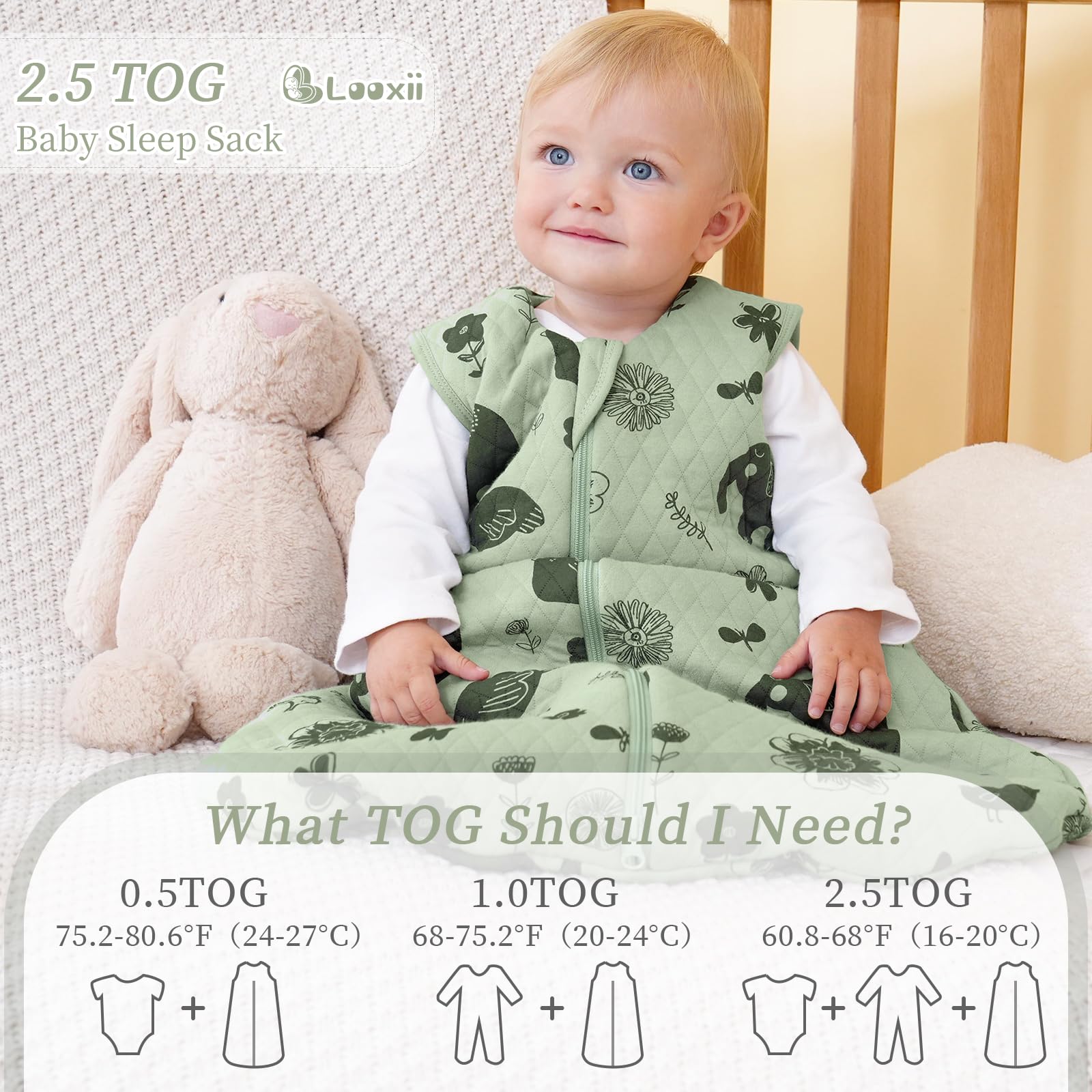 Looxii neck opening stays secure to help newborns feel snug