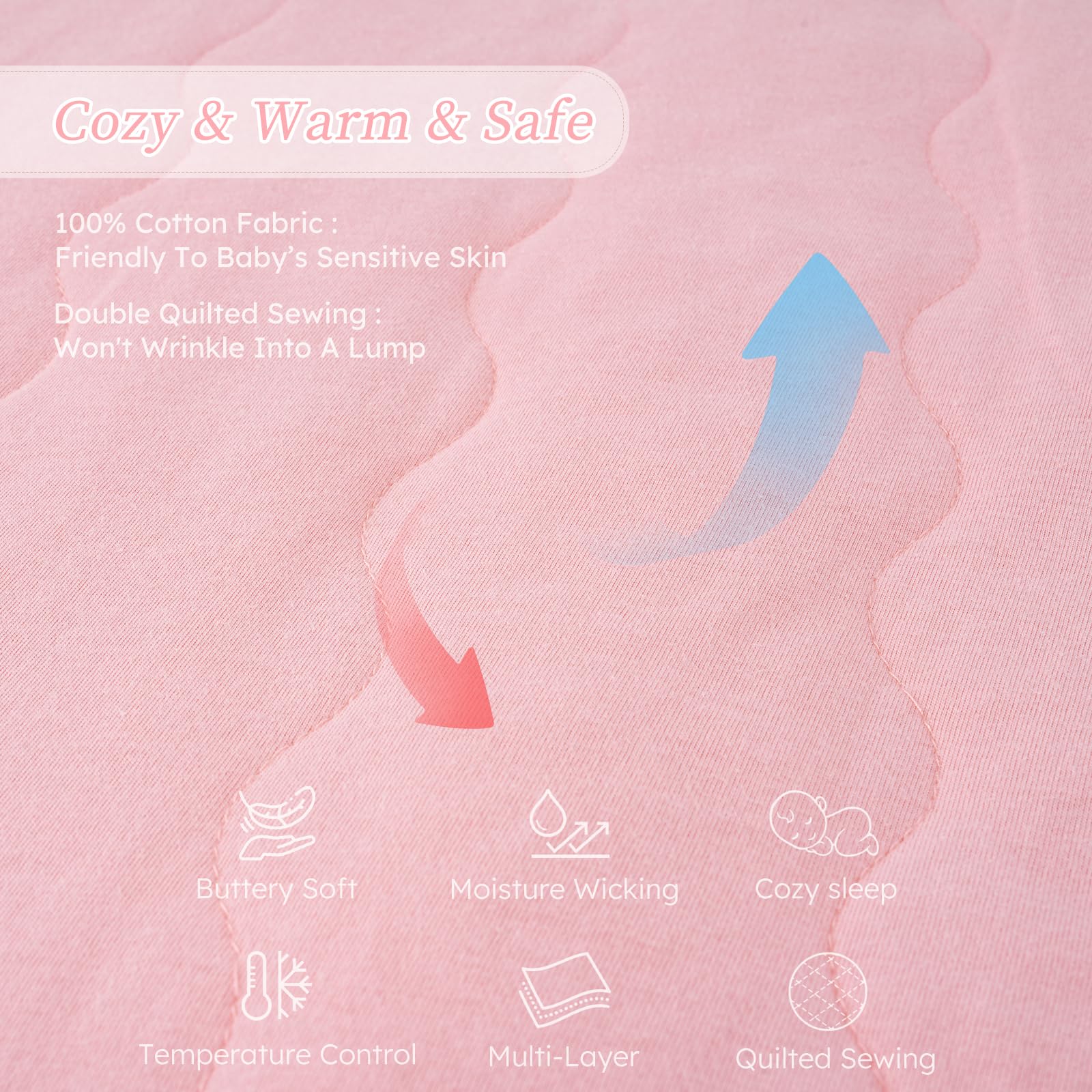 Looxii sleep sack secure neckline helps a snug, safe fit.