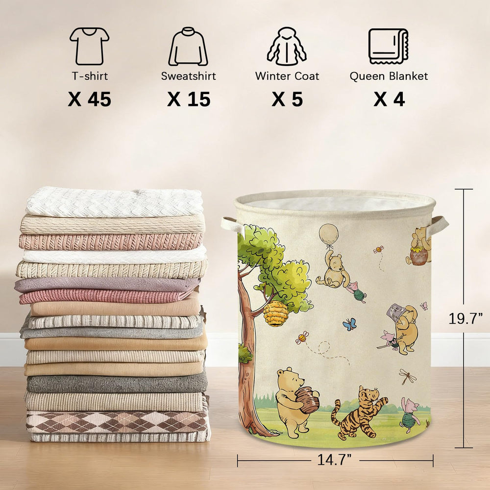 Lopeastar Winnie Bear basket holds toys and laundry with roomy interior.