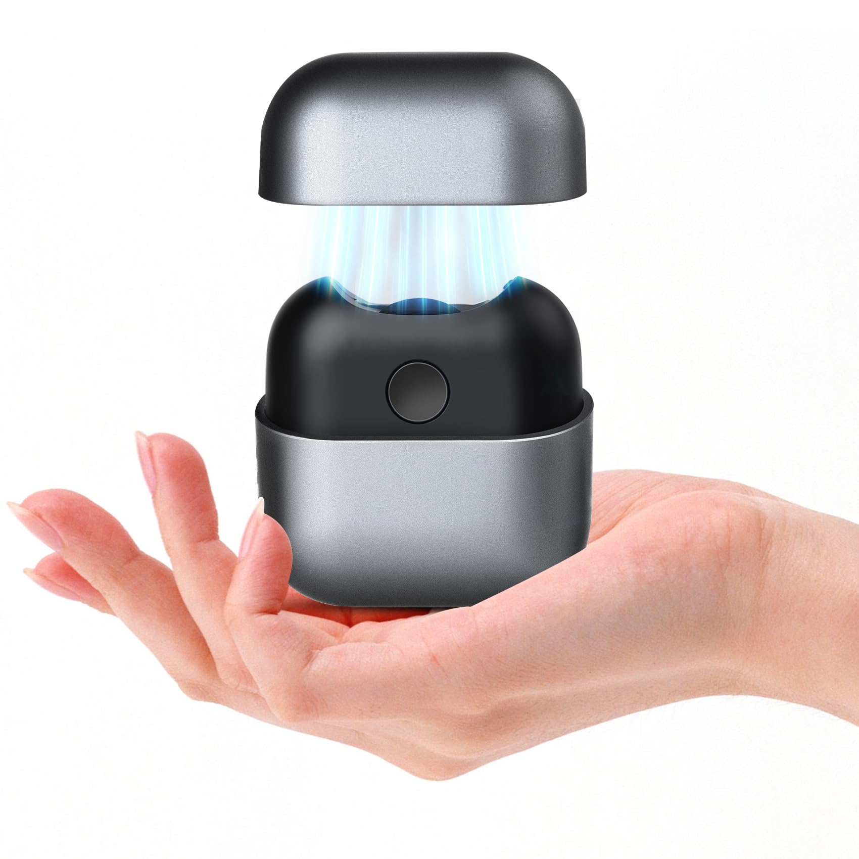 LOQOMI electric nail clipper with cover open for mess-free trimming