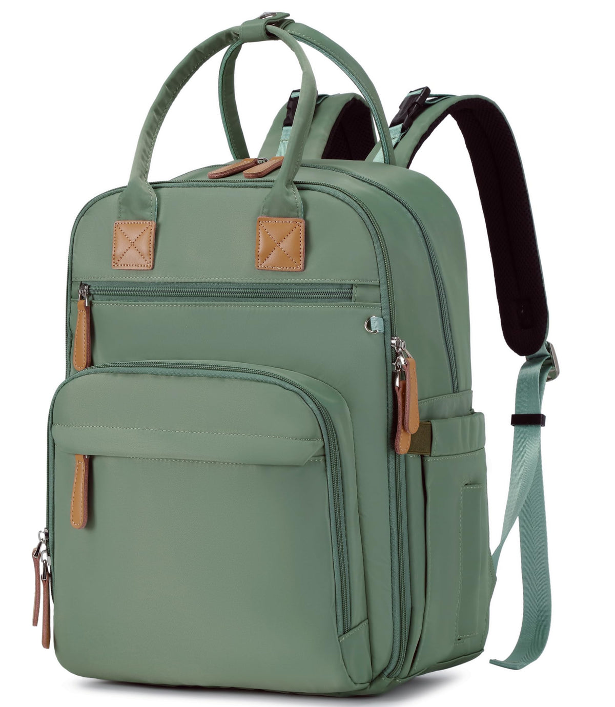 LORADI 18-pocket diaper backpack front view showing organized storage for baby essentials.