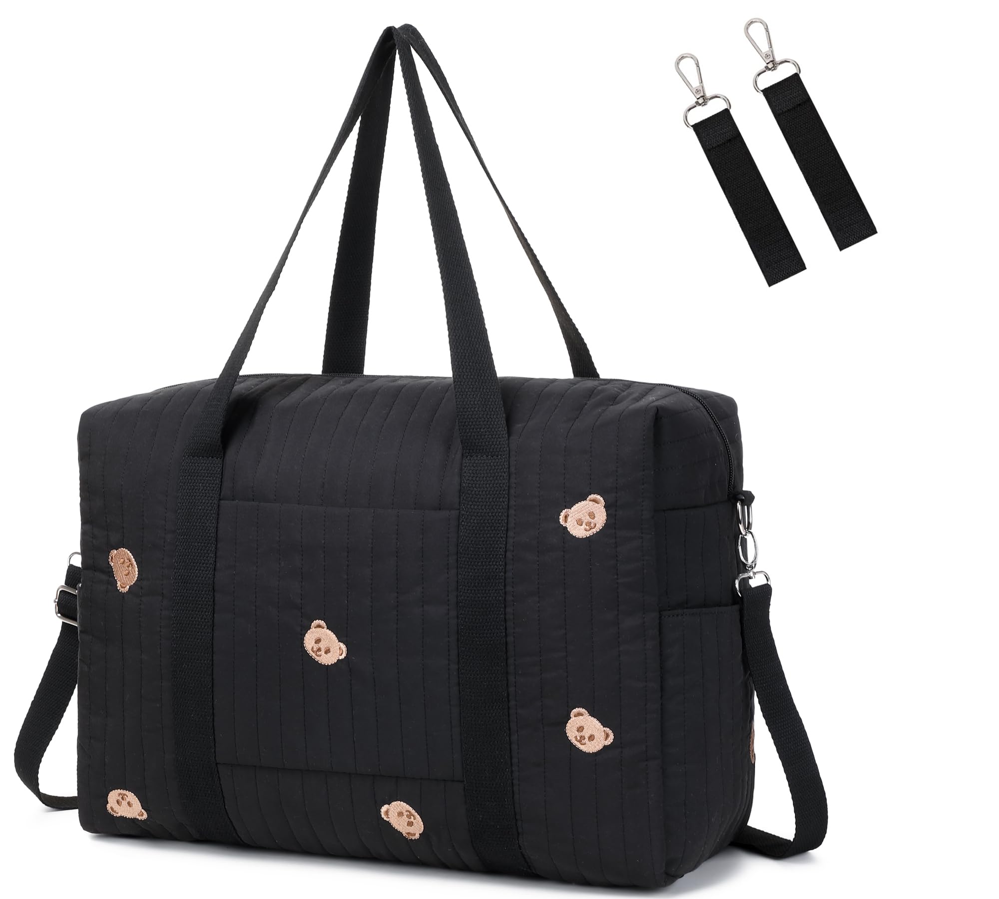LORADI diaper bag tote with insulated pockets helping maintain bottle temperature on the go