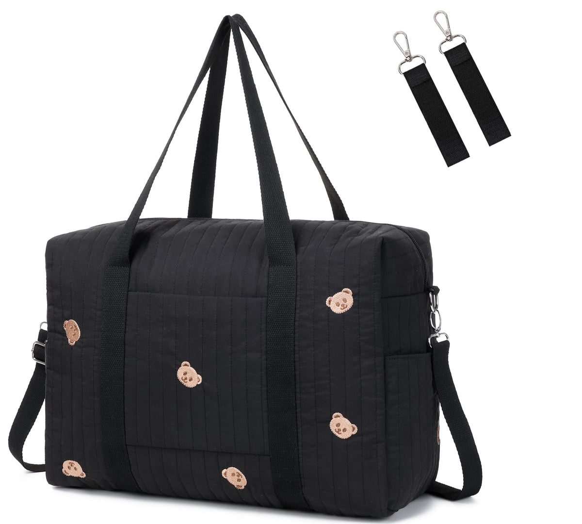 LORADI diaper bag tote with insulated pockets helping maintain bottle temperature on the go