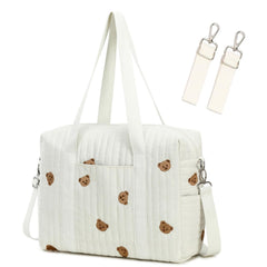LORADI Diaper Bag Tote with insulated pockets keeps bottles ready for on-the-go feeding.