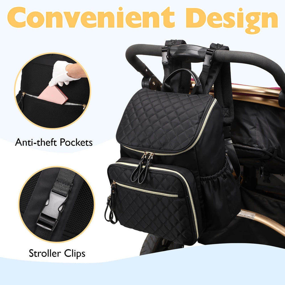 LORADI insulated pockets maintain bottle temperature for on-the-go feeding.