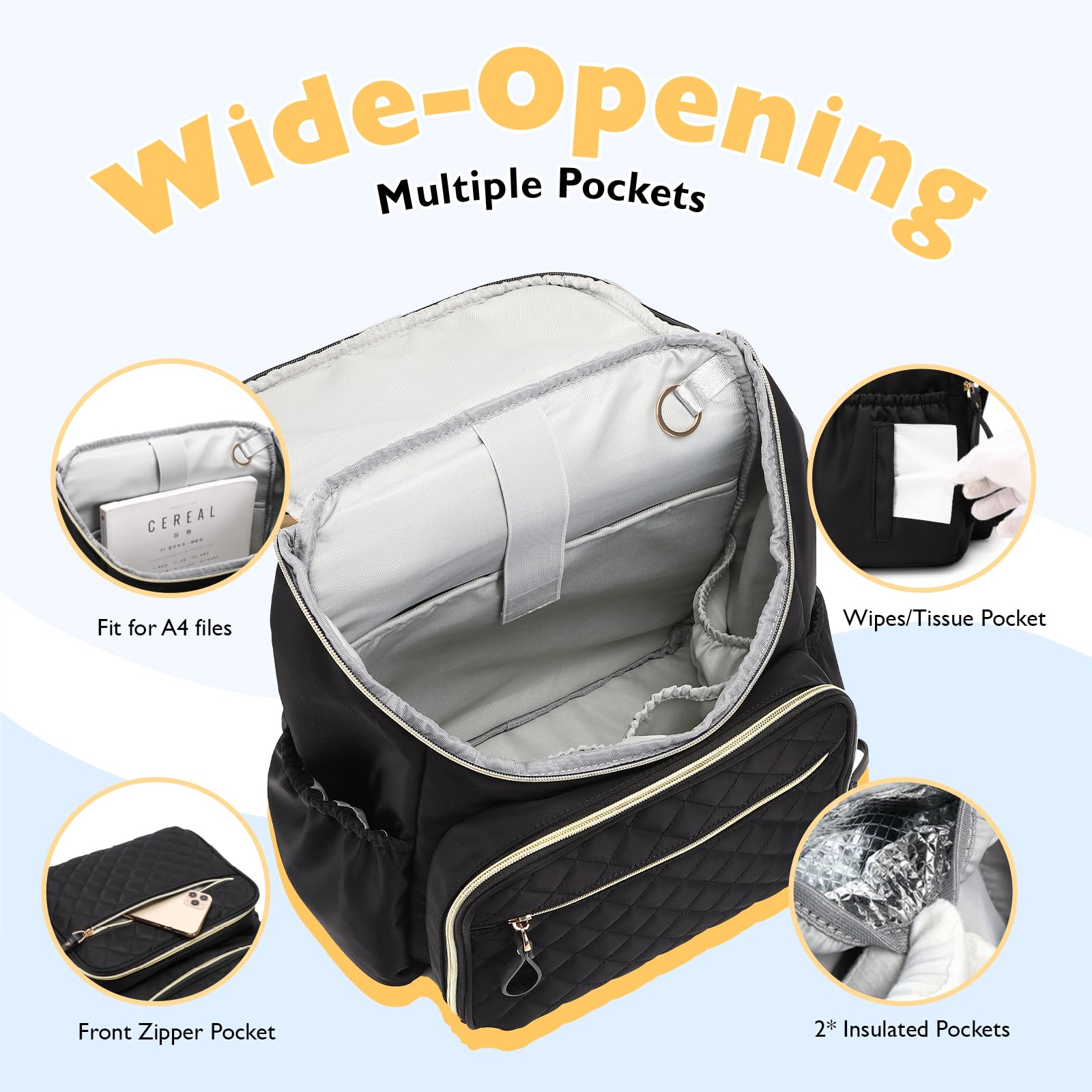 LORADI padded shoulder straps reduce shoulder and neck strain during busy days.