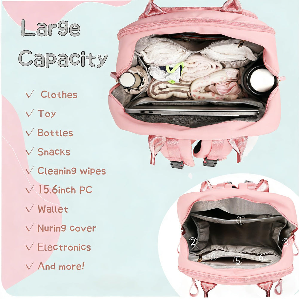 LORADI pink large convertible diaper bag for versatile carrying options