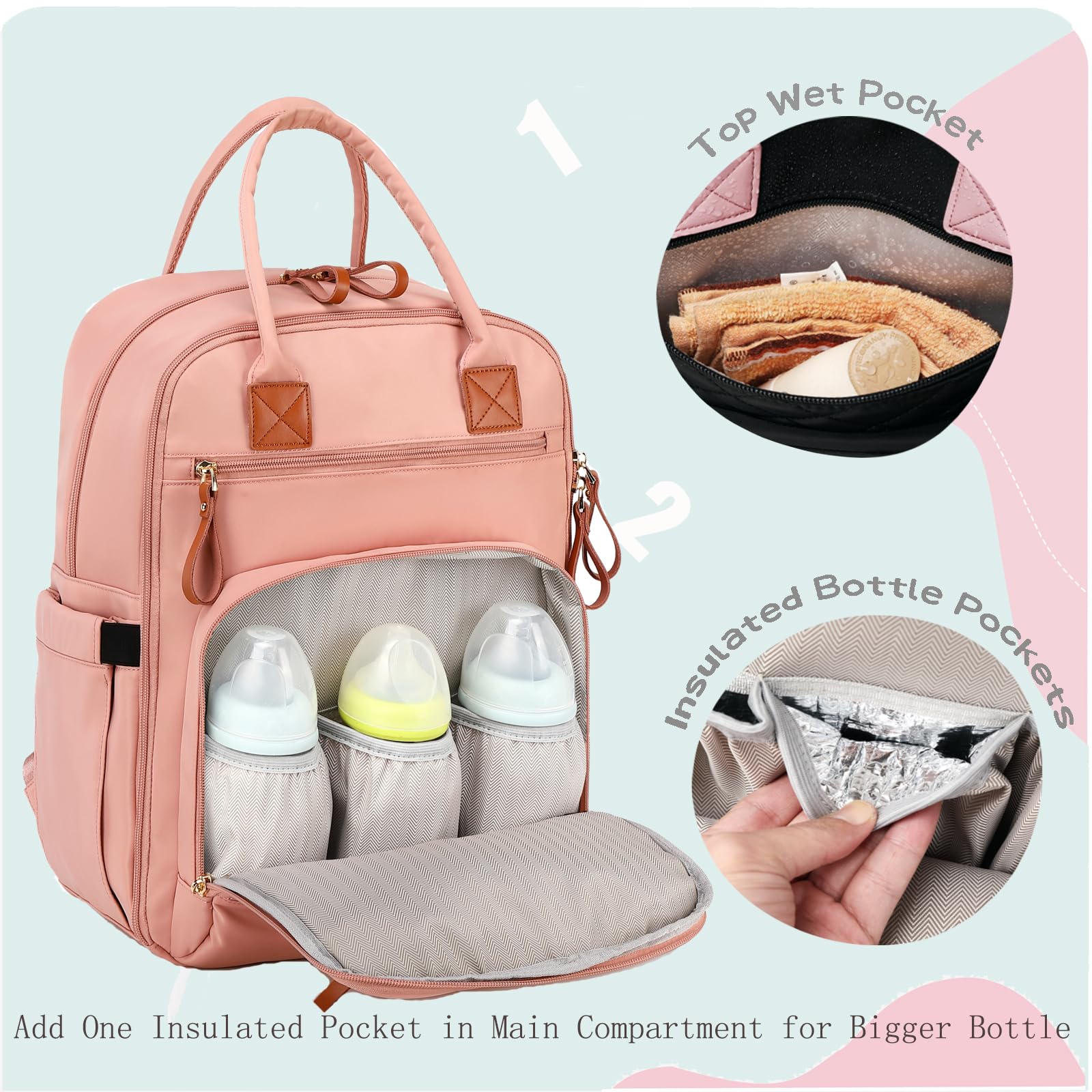 LORADI waterproof diaper bag backpack ready for travel and rain protection