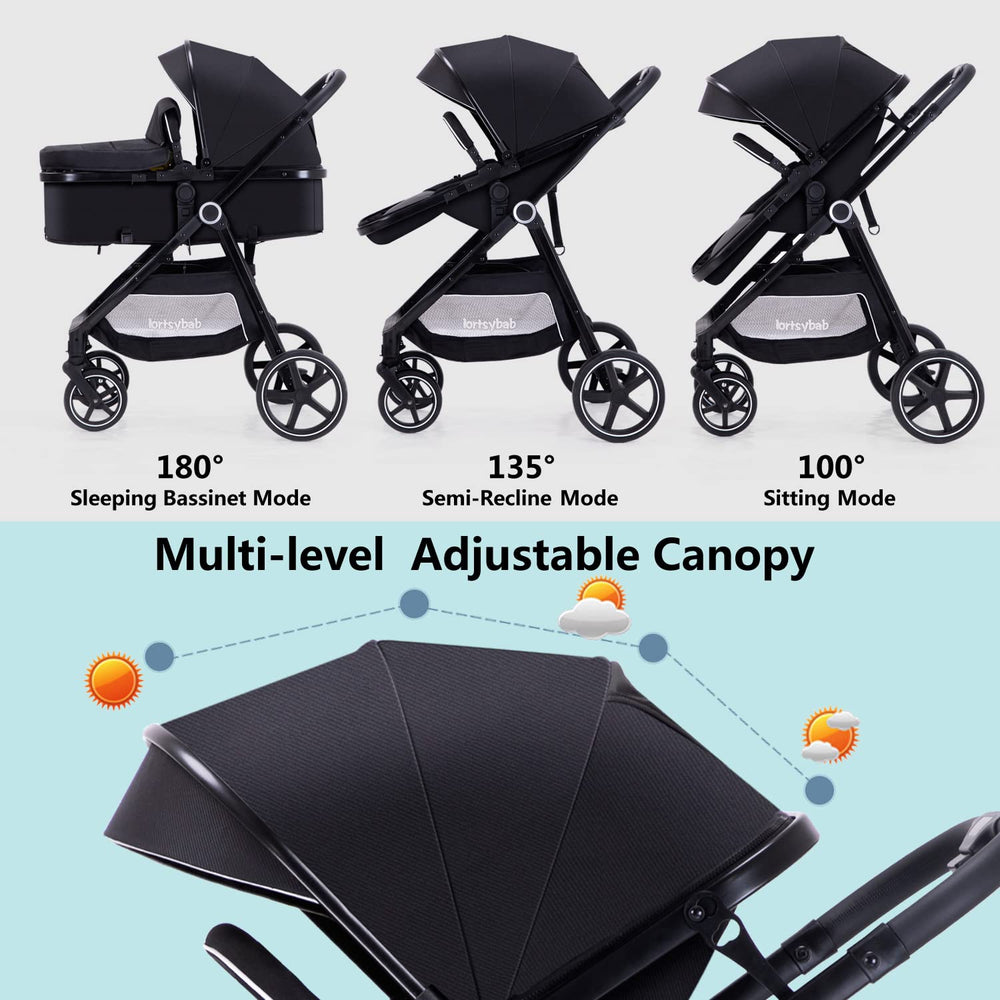 LORTSYBAB folding stroller with one-handed operation for easy outings.
