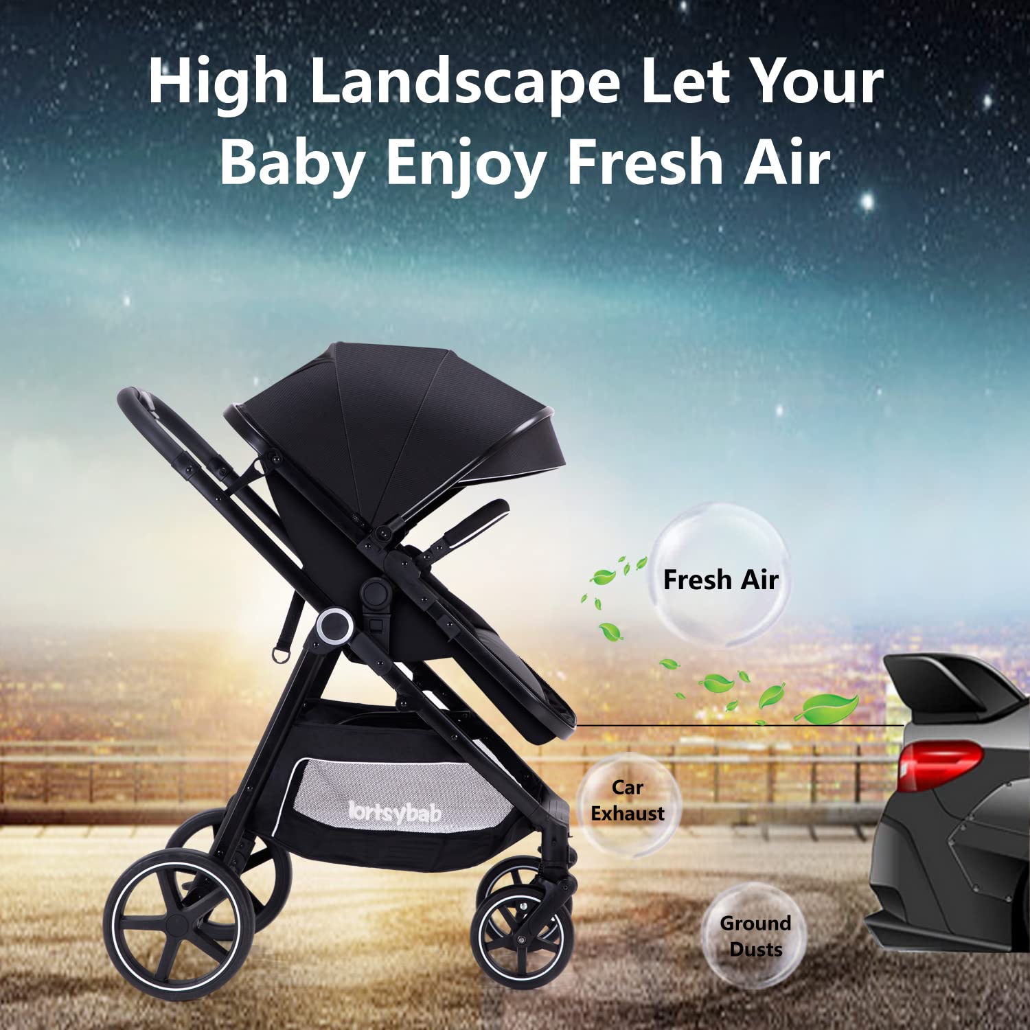LORTSYBAB foot cover keeps baby warm during cold walks.