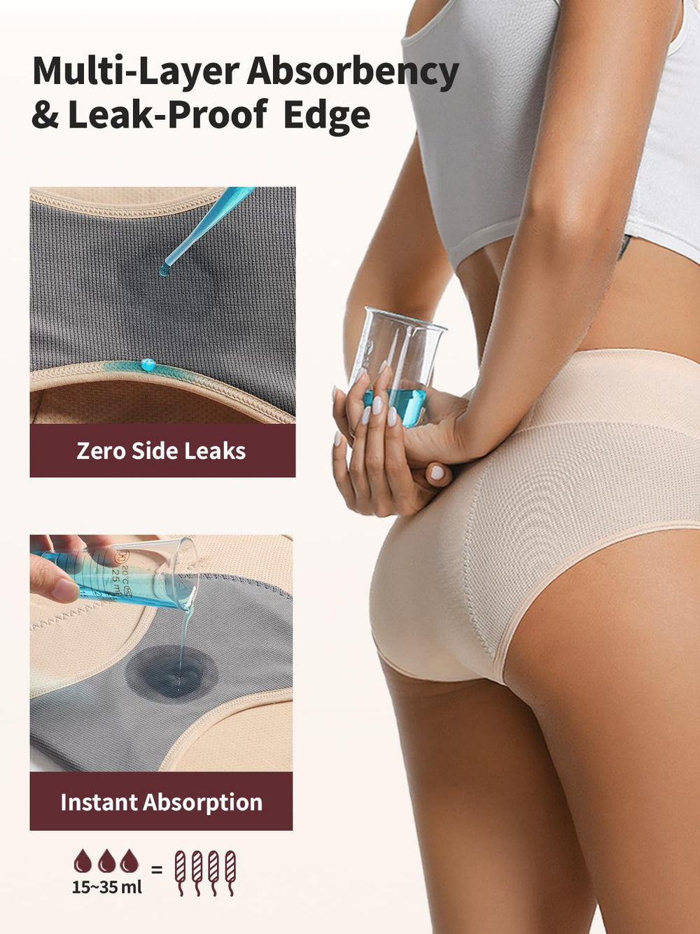 Loswie heavy-flow underwear with four-layer absorption and leak-proof edges for confidence