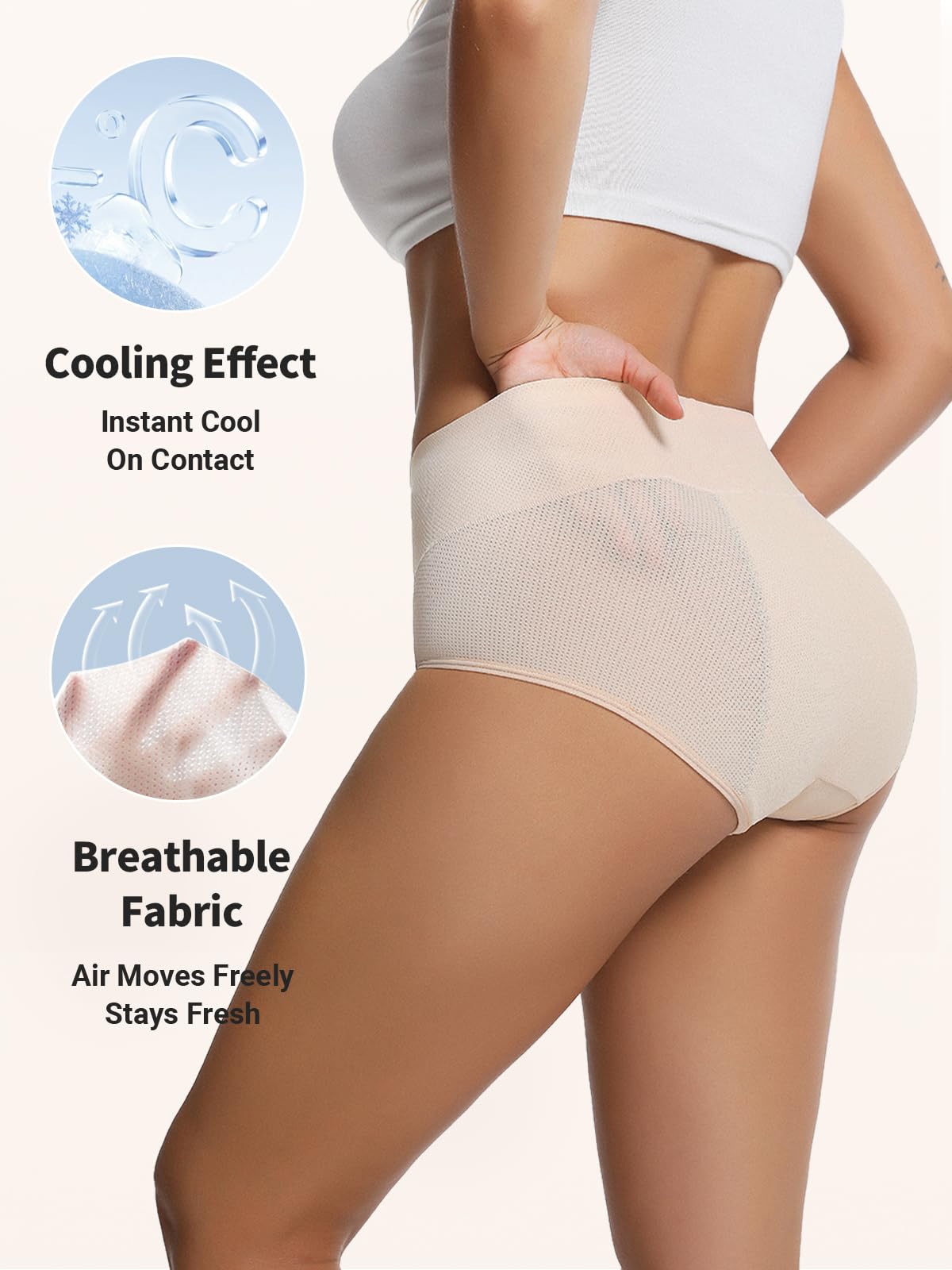 Loswie high-waisted leakproof panties provide full coverage and secure fit