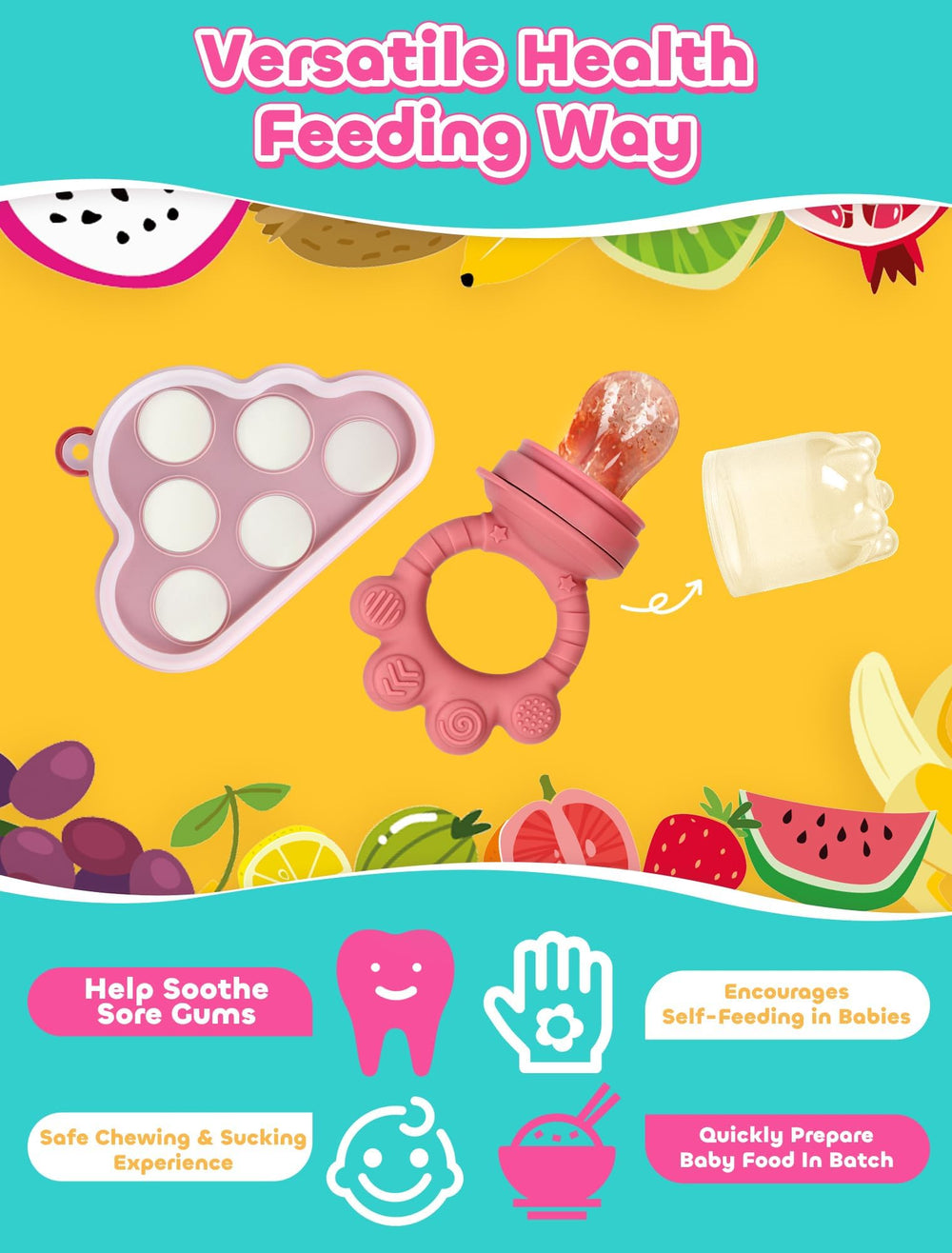 LOTBILL baby fruit feeder pacifier with self-feeding potential