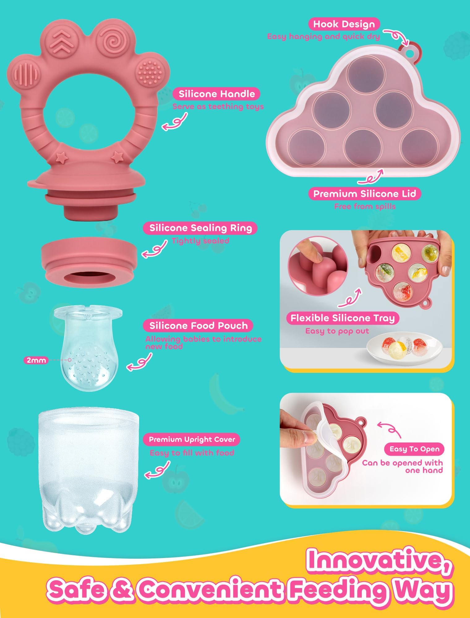 LOTBILL cat-paw handle helps babies grip and self-feed