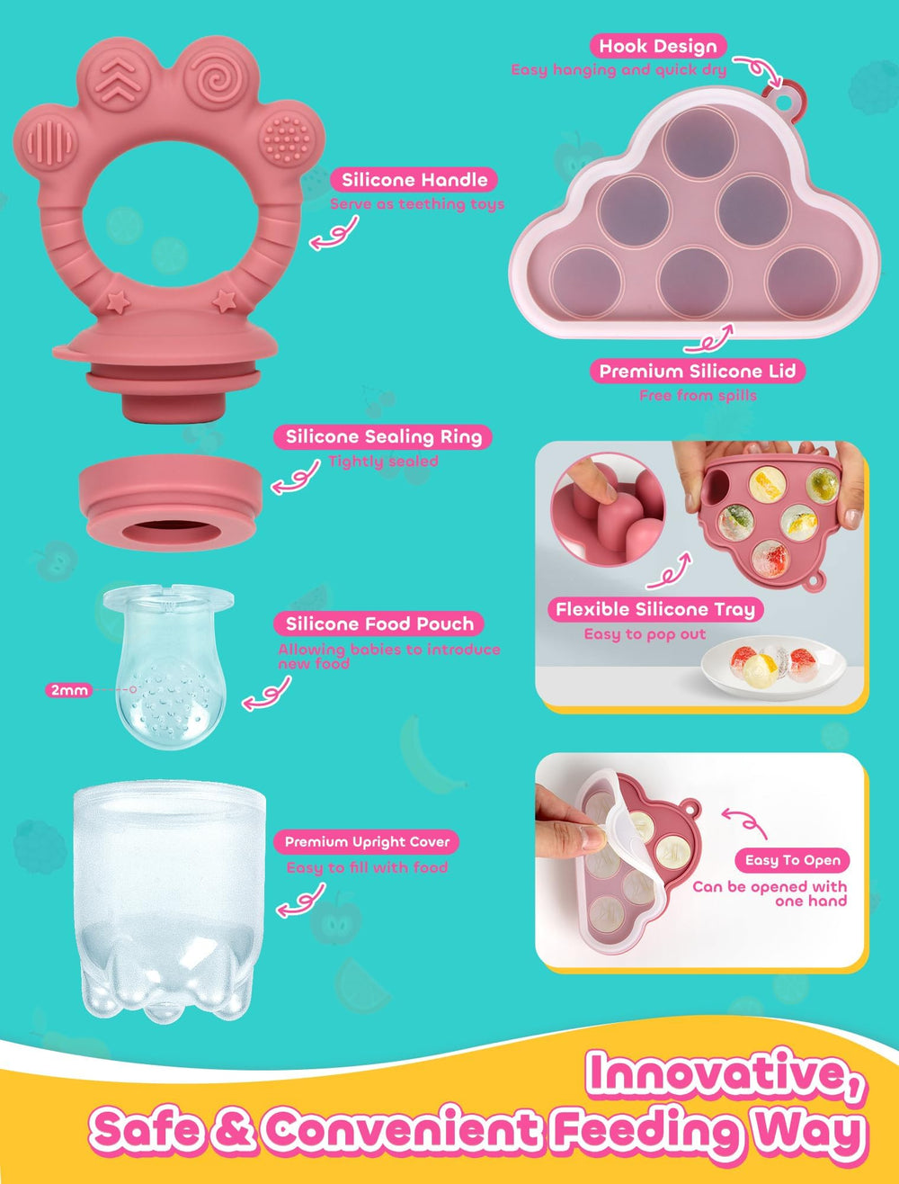 LOTBILL cat-paw handle helps babies grip and self-feed
