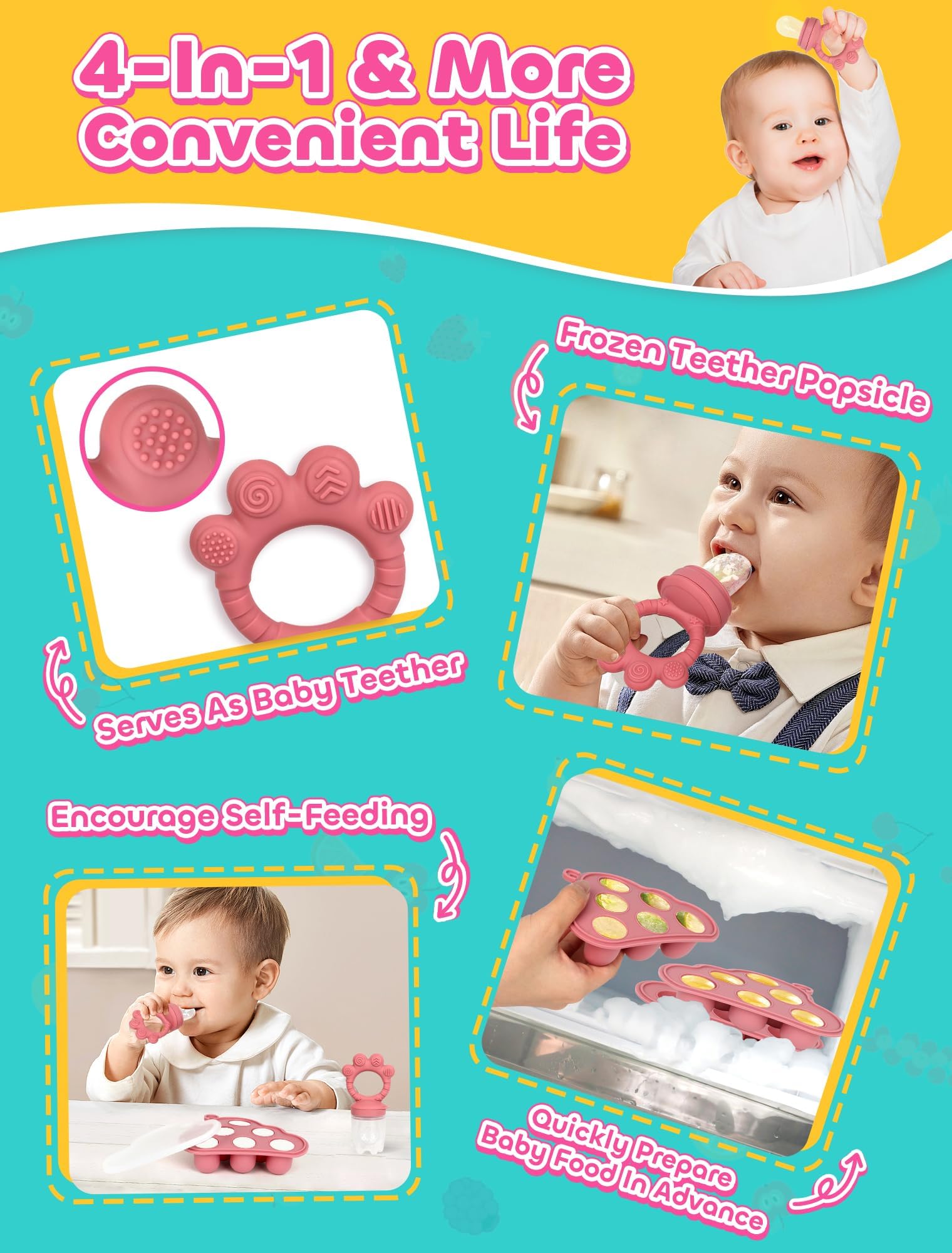 LOTBILL teething popsicle teether with soft silicone bite
