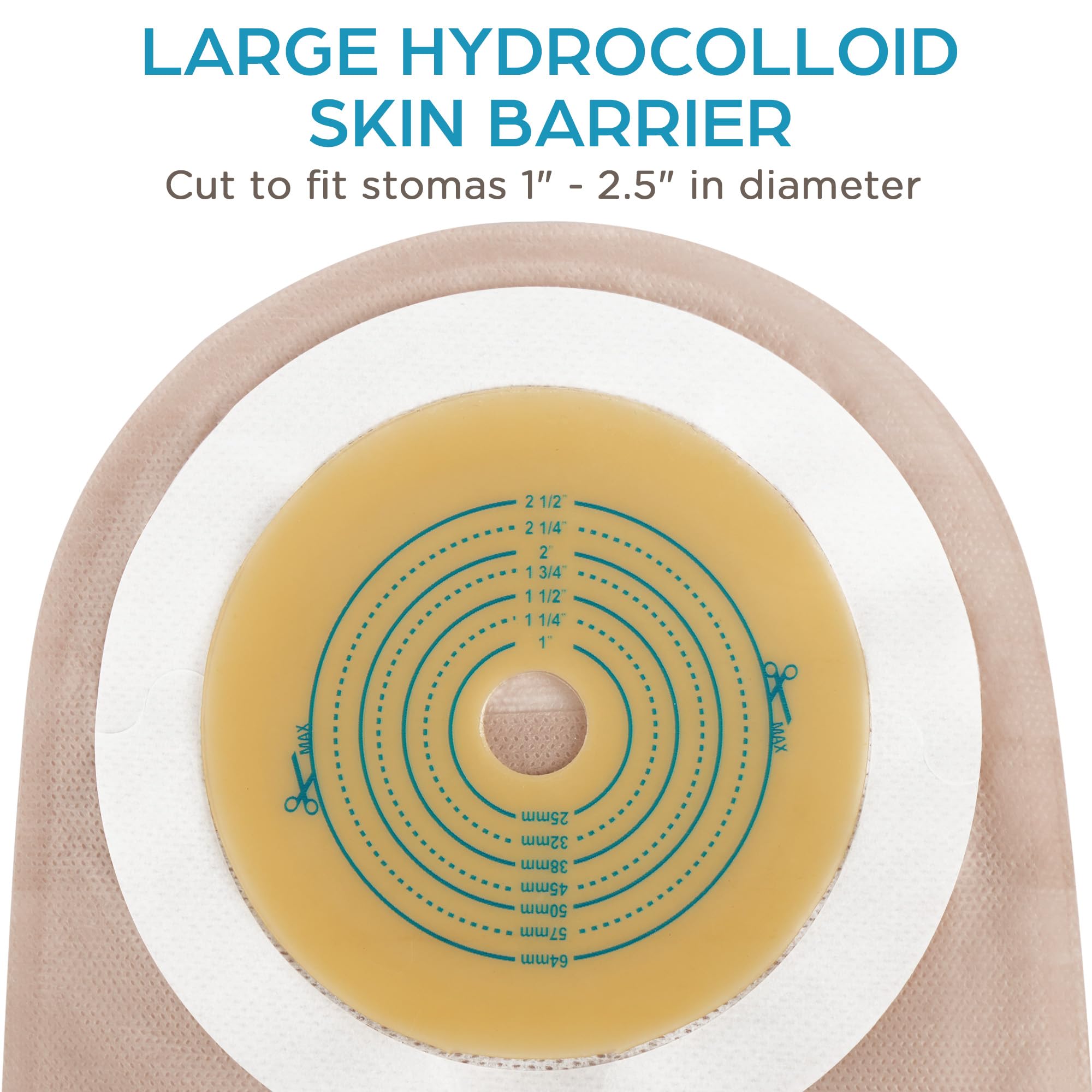 LotFancy ostomy pouch showing built-in carbon filter for odor control
