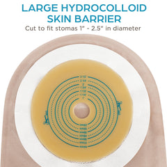 LotFancy ostomy pouch showing built-in carbon filter for odor control