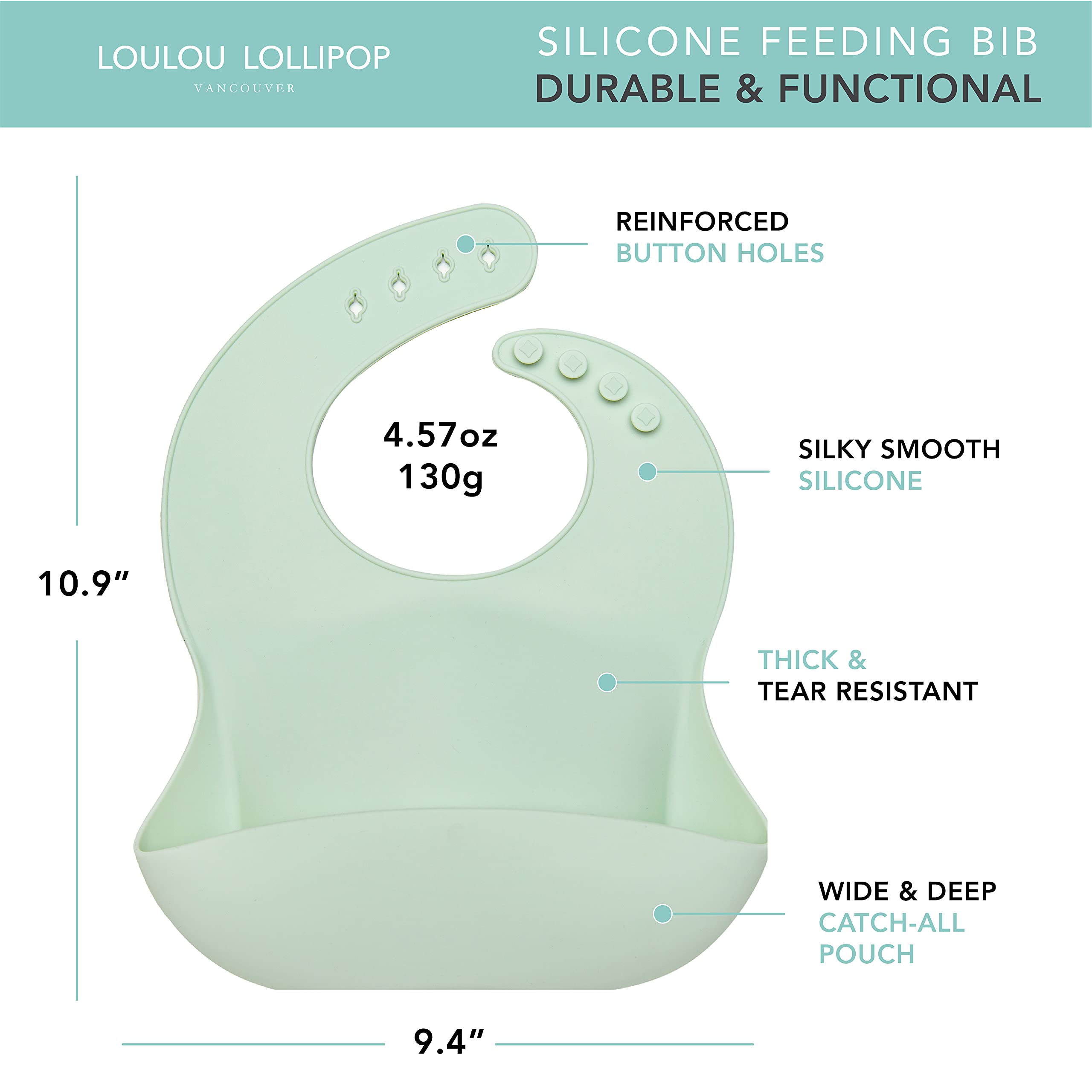 Loulou Lollipop easy-clean bib image, dishwasher-safe for quick post-meal cleanup
