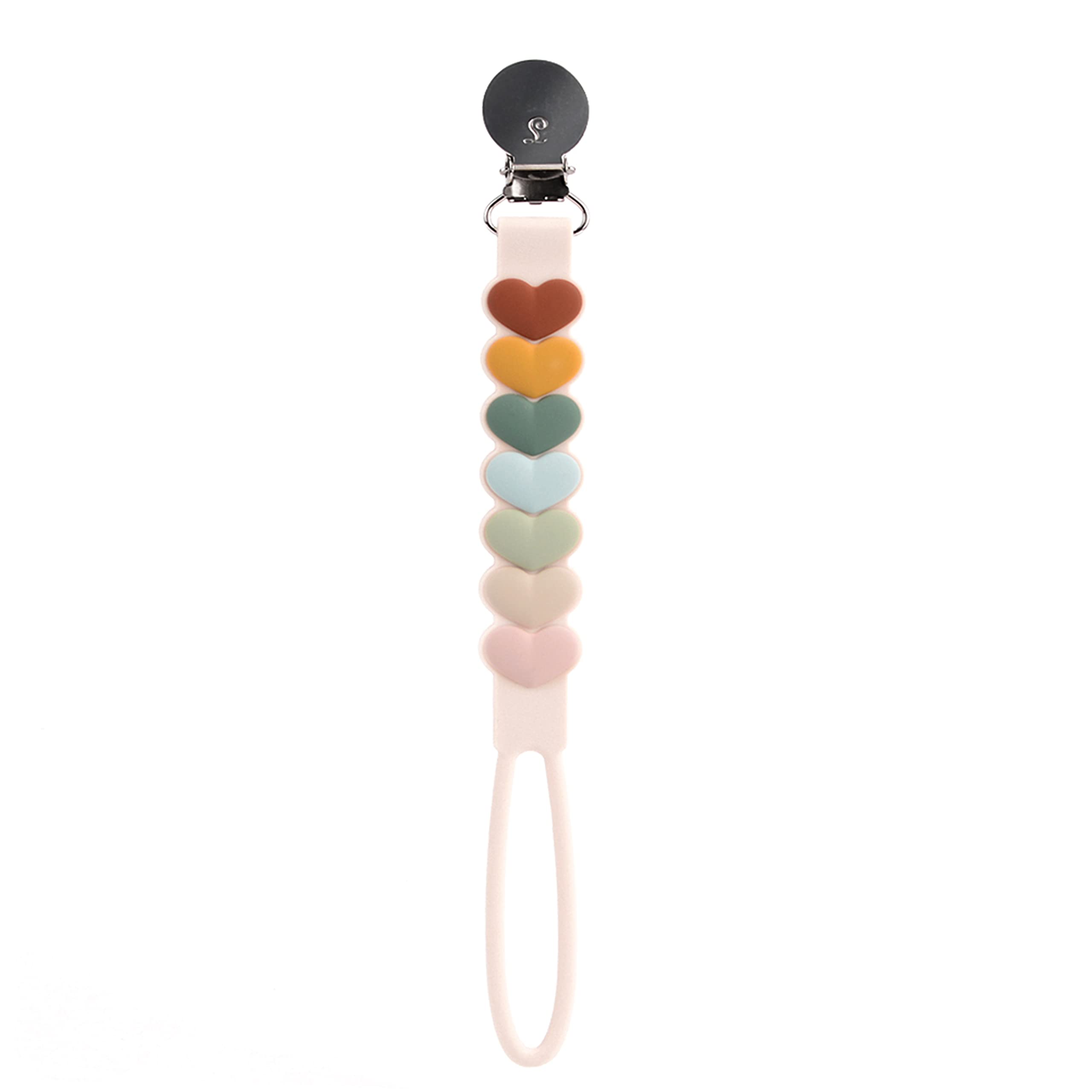 Loulou Lollipop beadless silicone pacifier clip Sweetheart Multi keeps pacifiers off the floor
