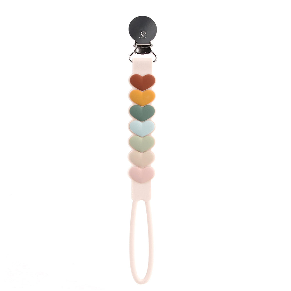 Loulou Lollipop beadless silicone pacifier clip Sweetheart Multi keeps pacifiers off the floor