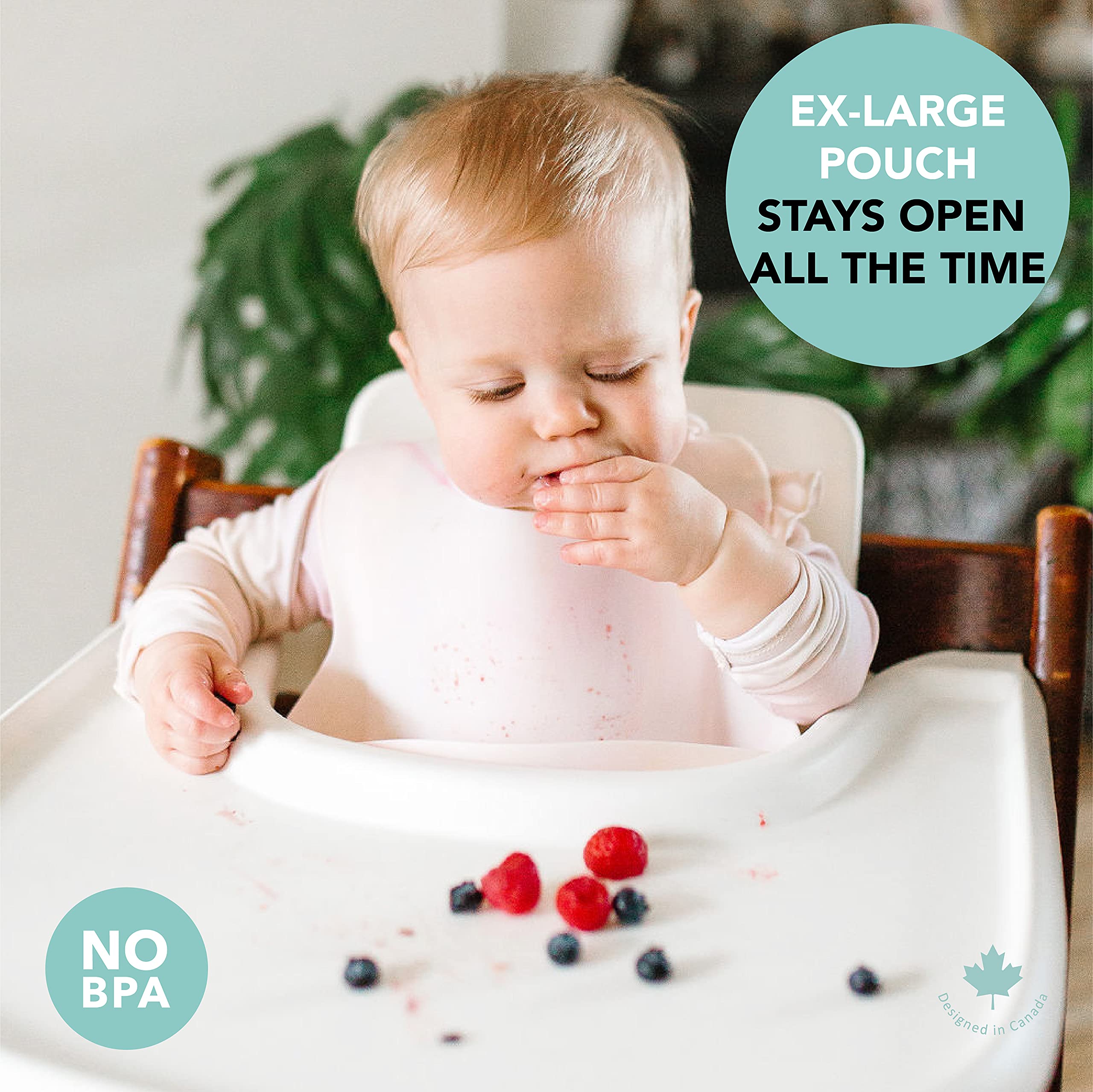Loulou Lollipop deep catch-all pocket near tray edge for spills.