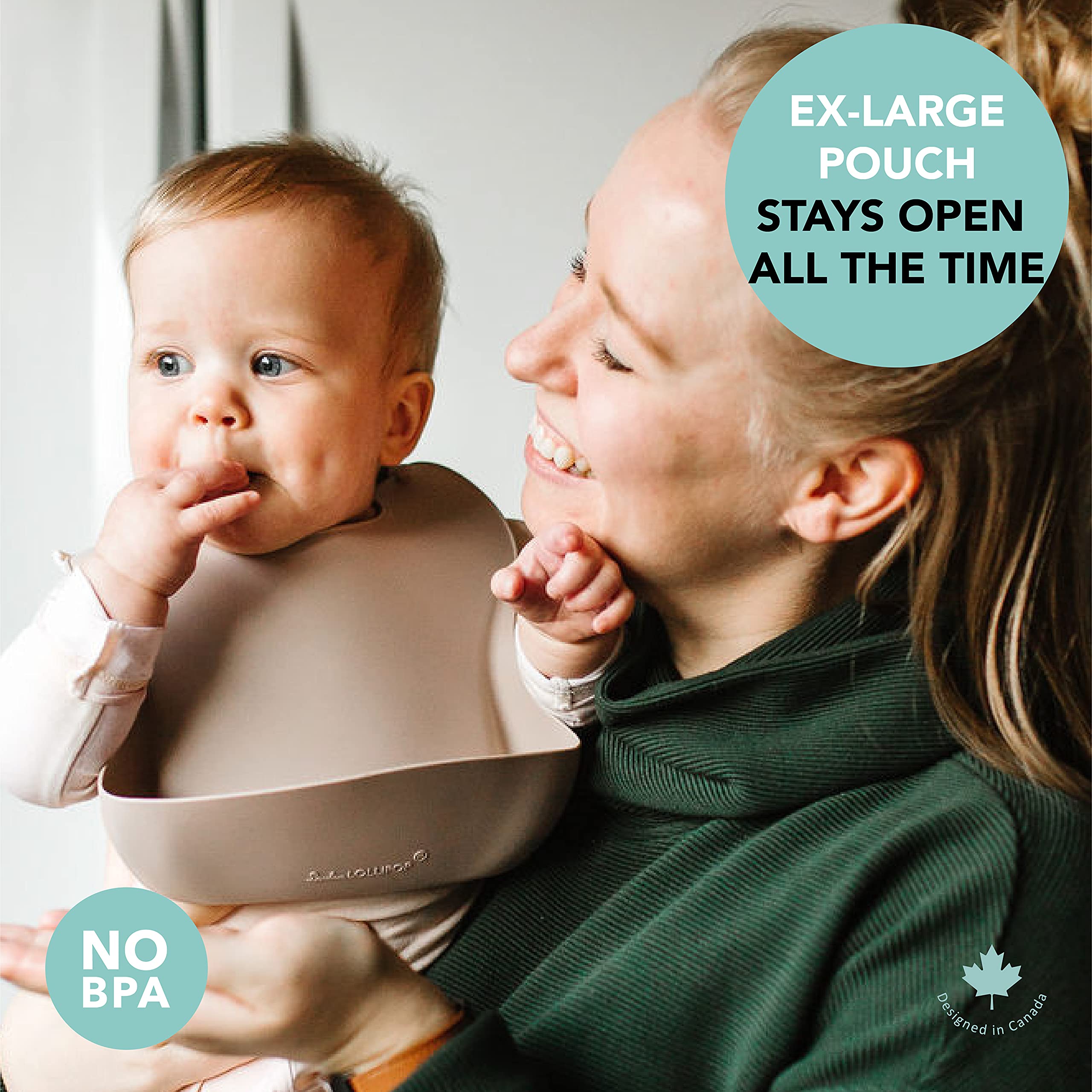 Loulou Lollipop top-rack dishwasher safe bib for quick cleanup.