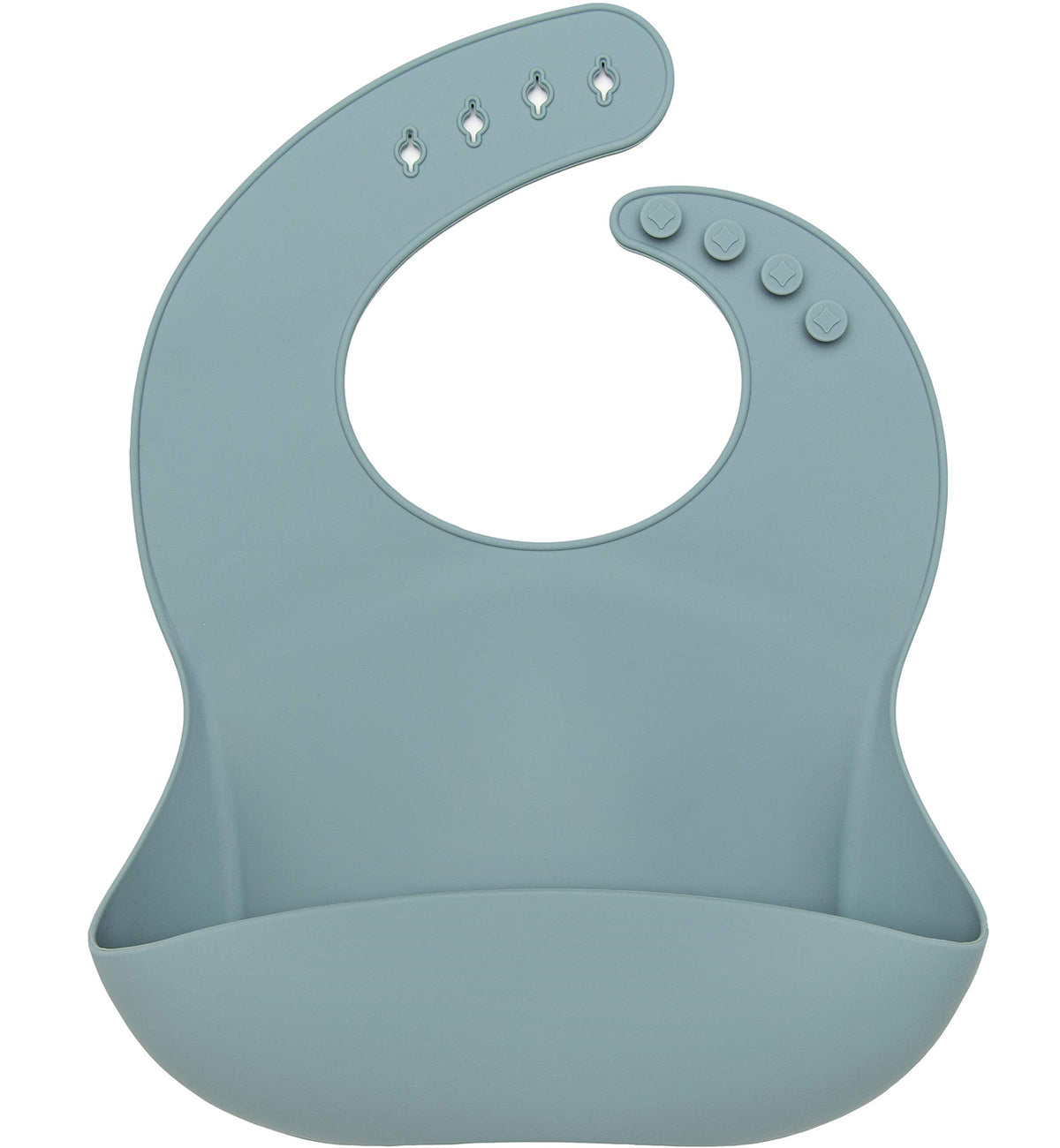 Loulou Lollipop waterproof silicone bib slate front view for easy cleaning