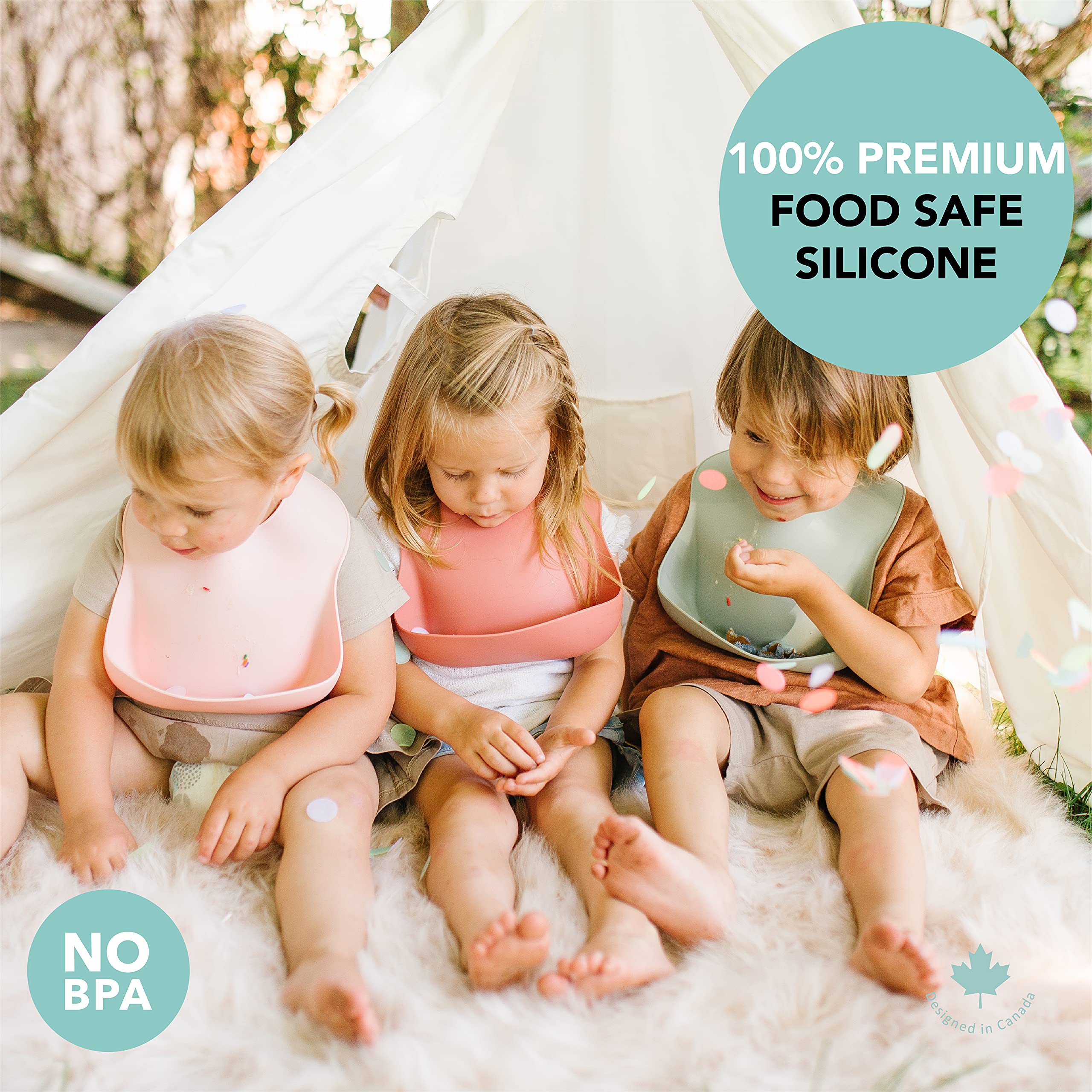 Loulou Lollipop bib stain-resistant surface stays clean after meals