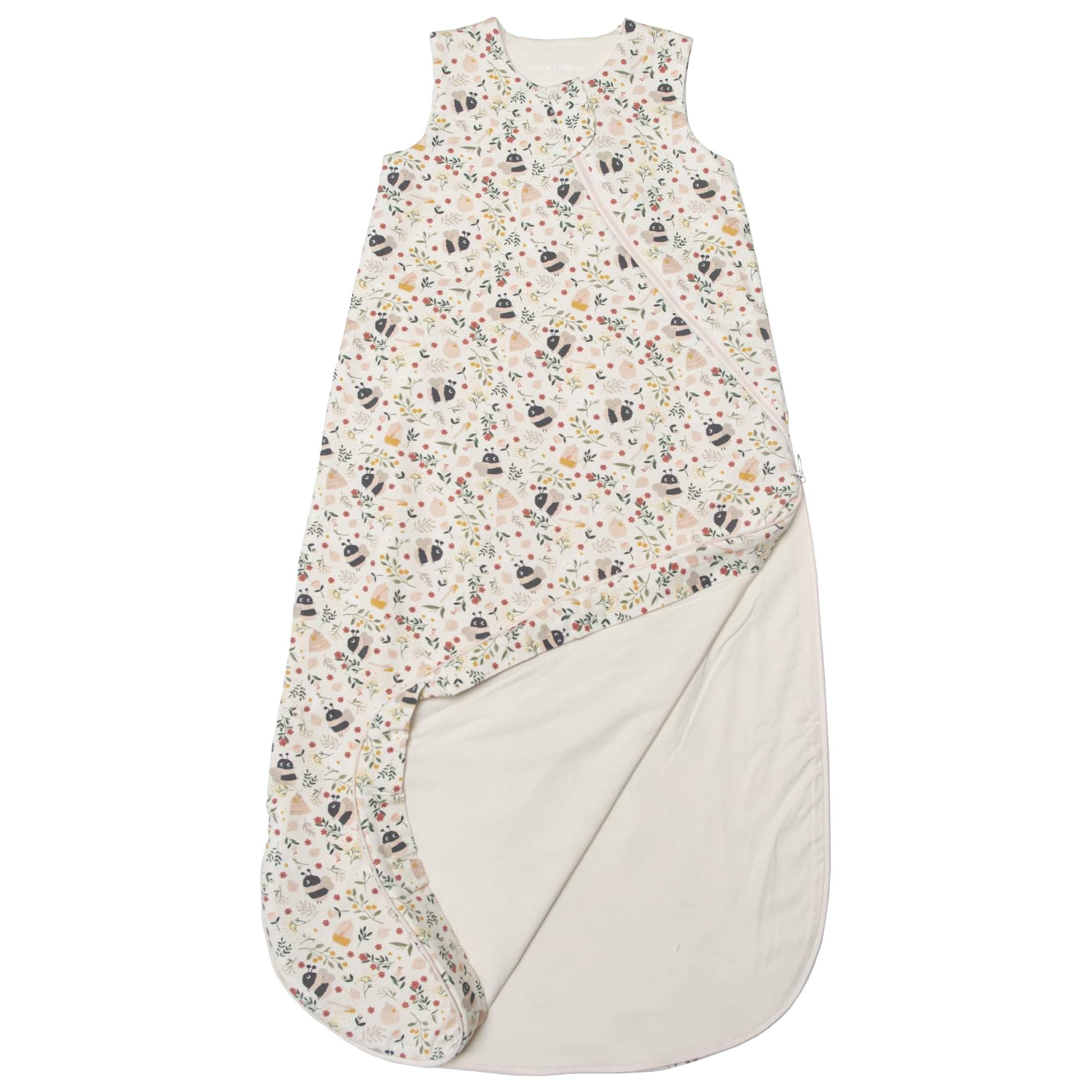 Loulou Lollipop Bumble Bees design sleepsack in breathable fabric for year-round comfort.