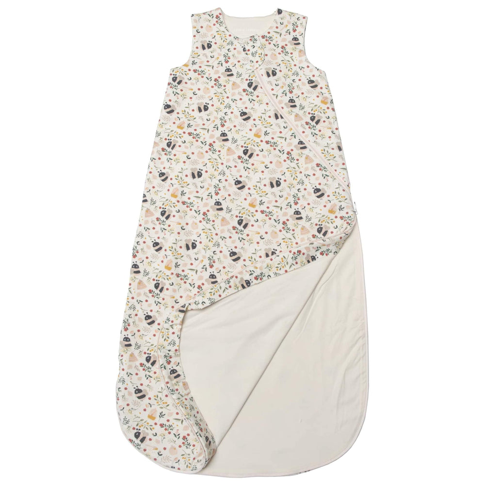 Loulou Lollipop Bumble Bees design sleepsack in breathable fabric for year-round comfort.