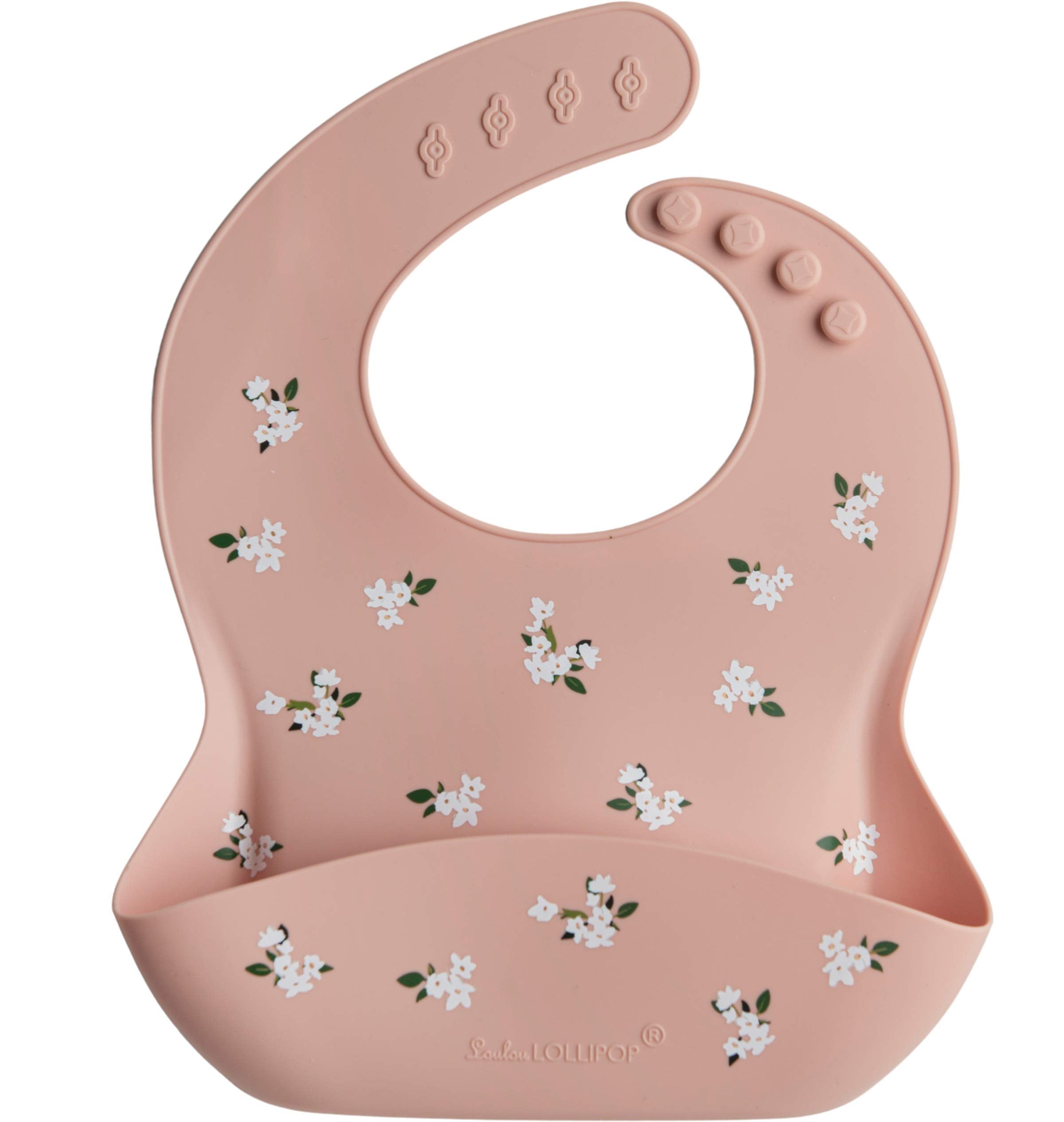 Loulou Lollipop soft silicone bib close-up showing flexible material for comfy meals