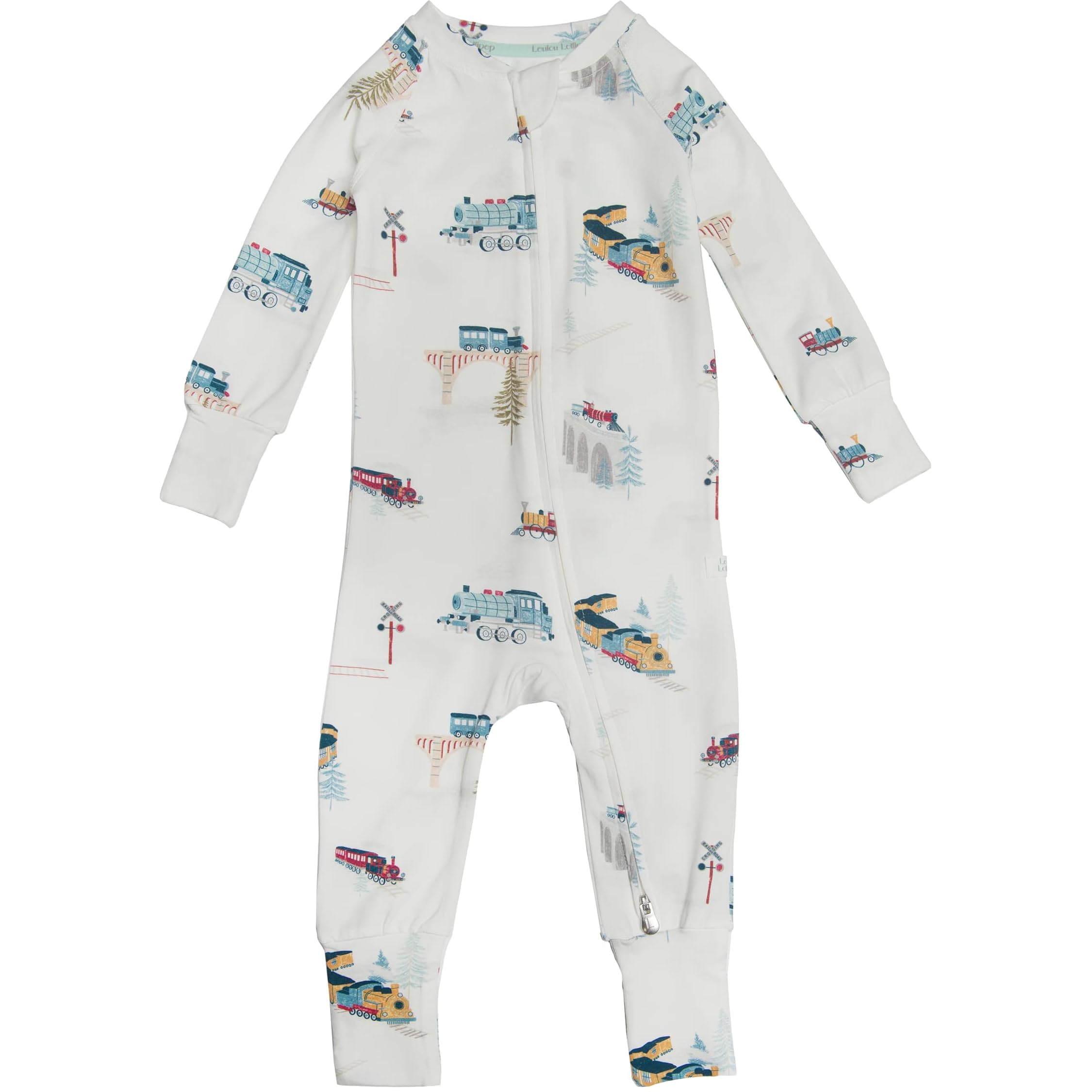 Loulou Lollipop Tencel Lyocell Sleeper front view shows two-way zipper for easy diaper changes.