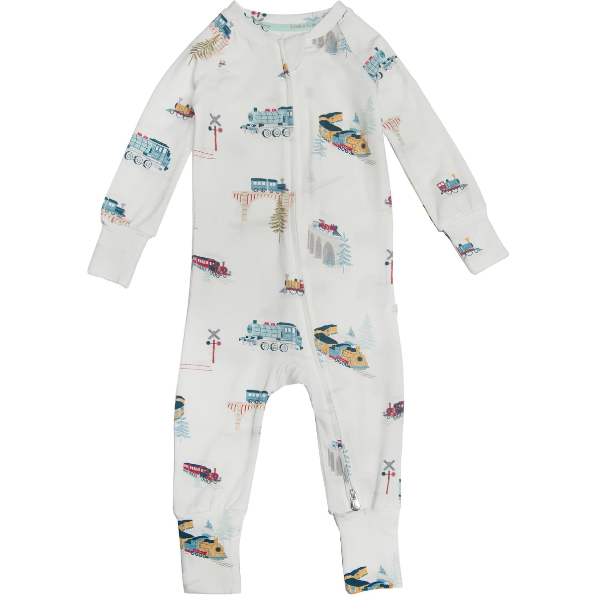 Loulou Lollipop Tencel Lyocell Sleeper front view shows two-way zipper for easy diaper changes.