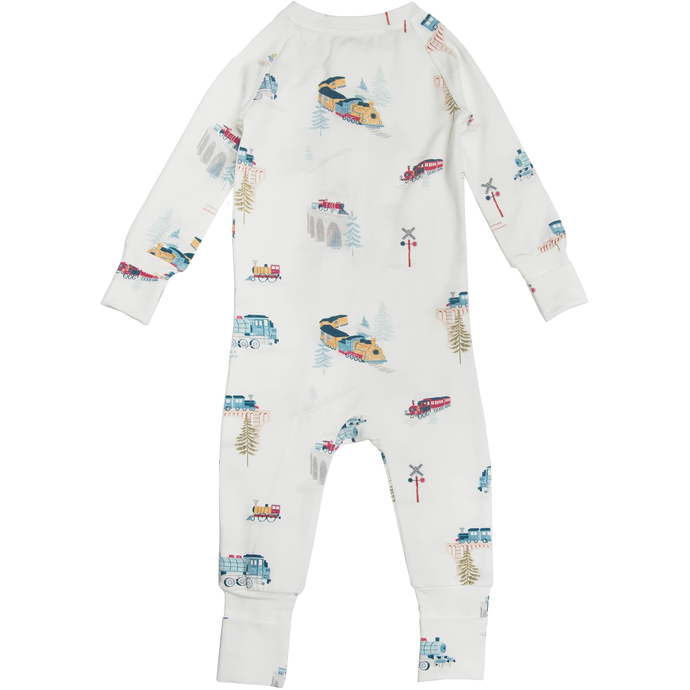 Loulou Lollipop Lyocell Sleeper side view highlights fold-over cuffs keeping tiny hands warm.
