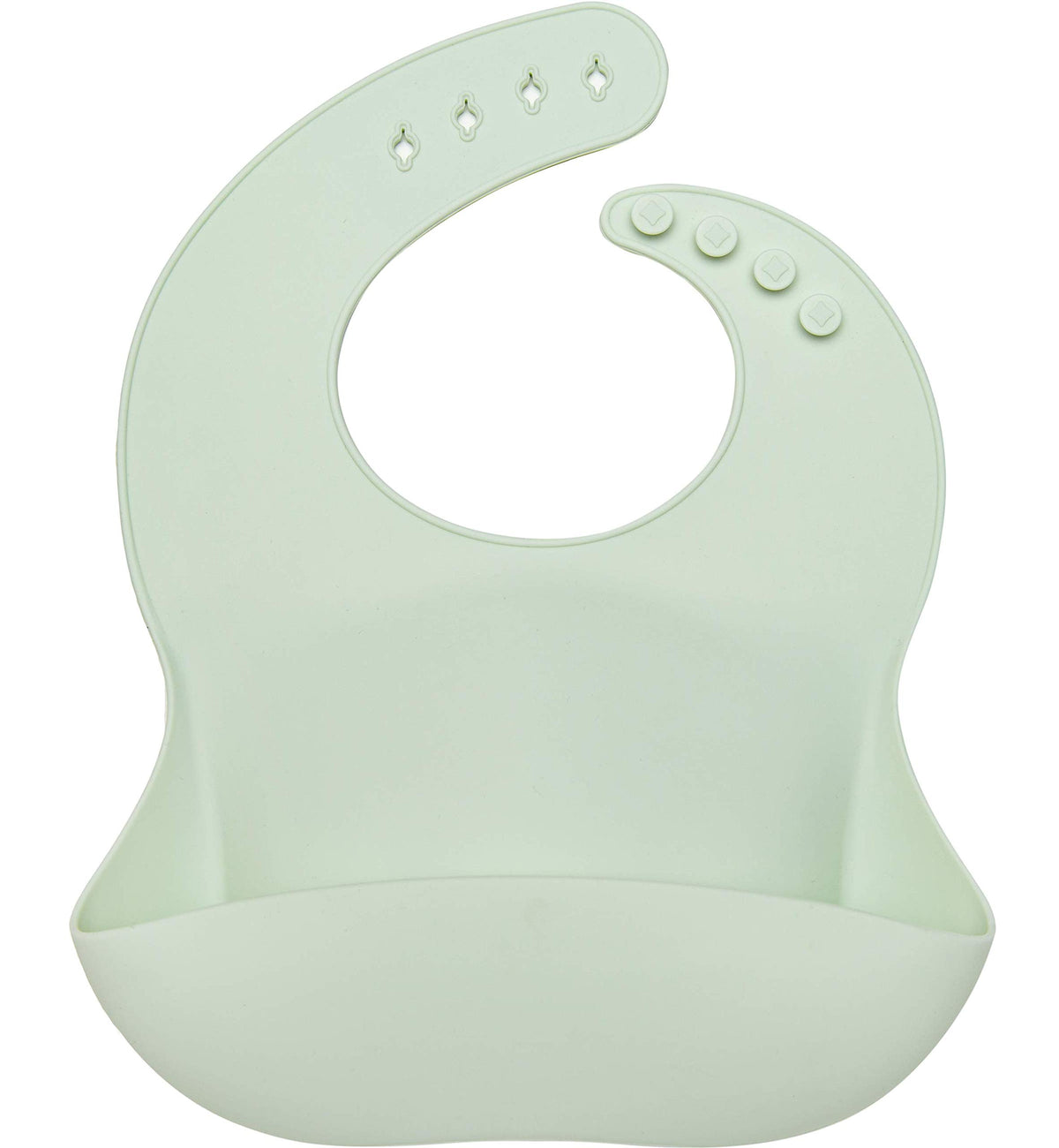 Loulou Lollipop mint waterproof silicone bib closeup, soft and comfortable during meals