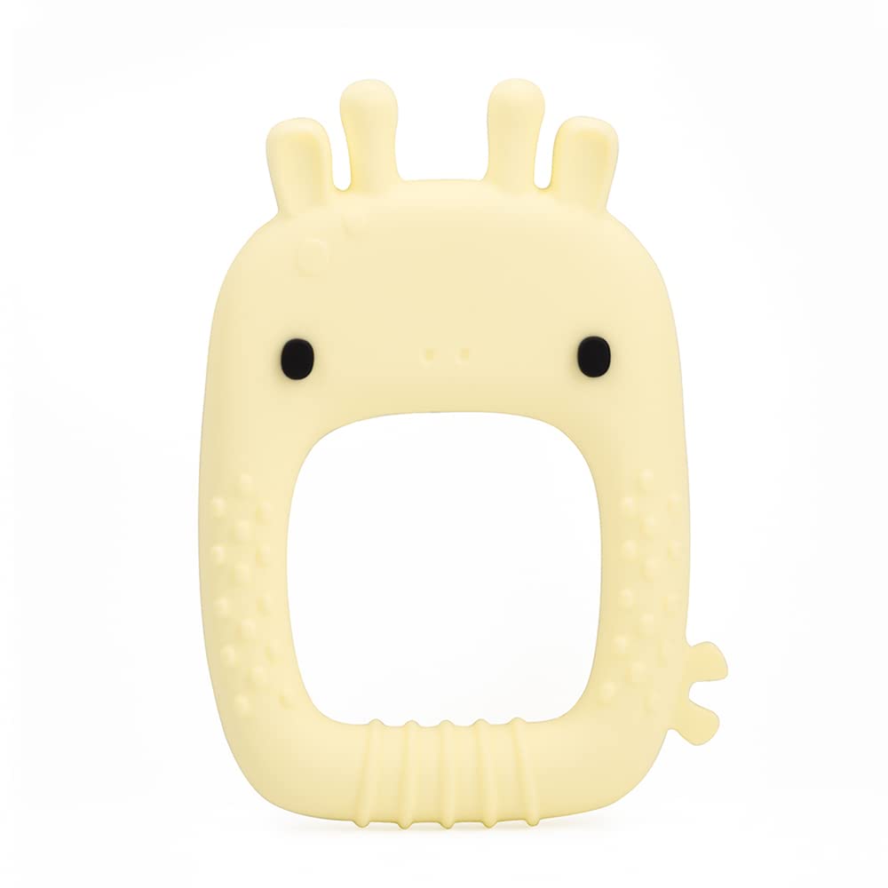 Loulou Lollipop giraffe yellow teether with textured surface for gentle gum soothing