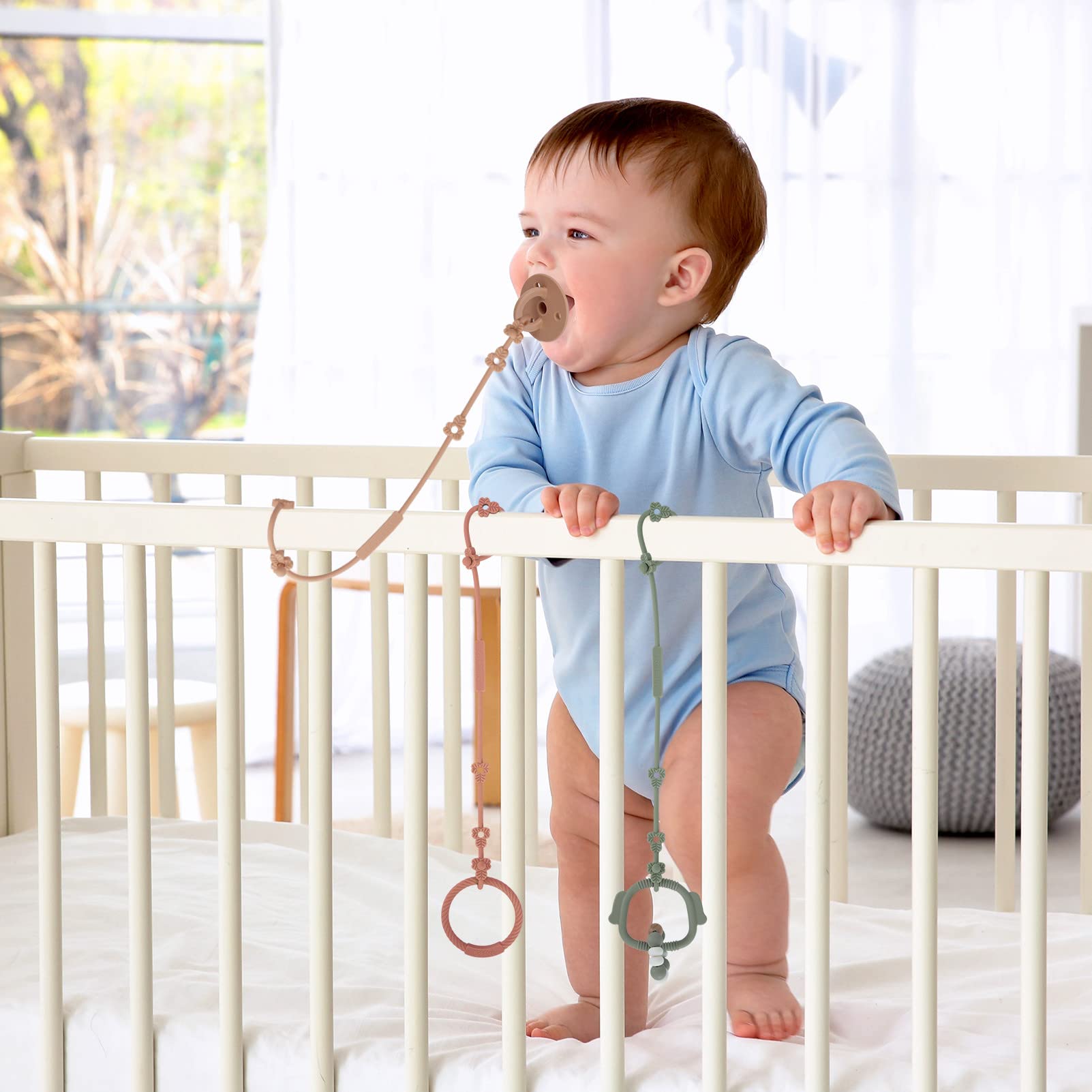 Lovbaby teething toy clip with sturdy buckle for secure attachment.