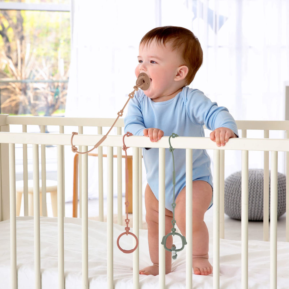 Lovbaby teething toy clip with sturdy buckle for secure attachment.
