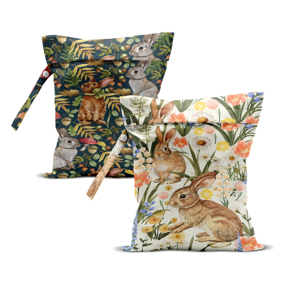 Lovdazzles bunny wet bag front view with floral pattern, ideal for travel.