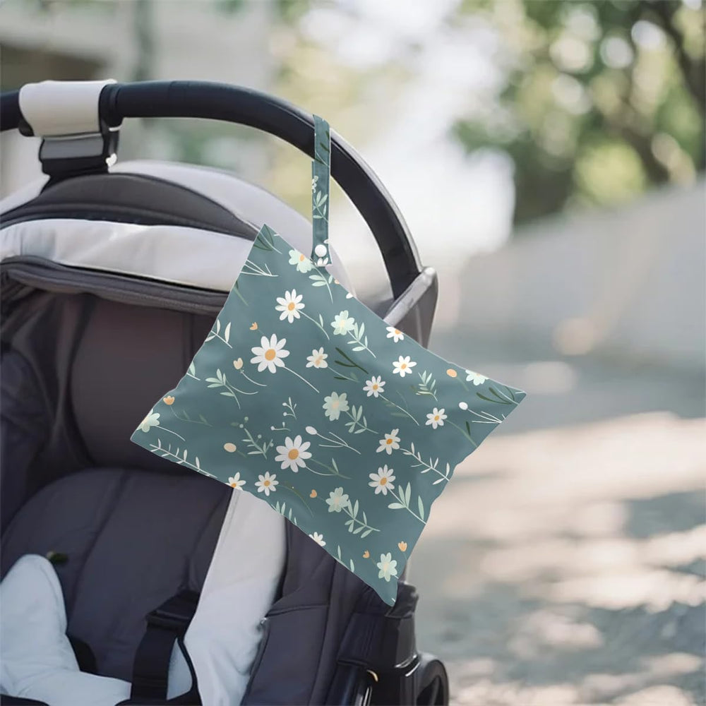 Lovdazzles floral wash bag with snap handle for easy attachment