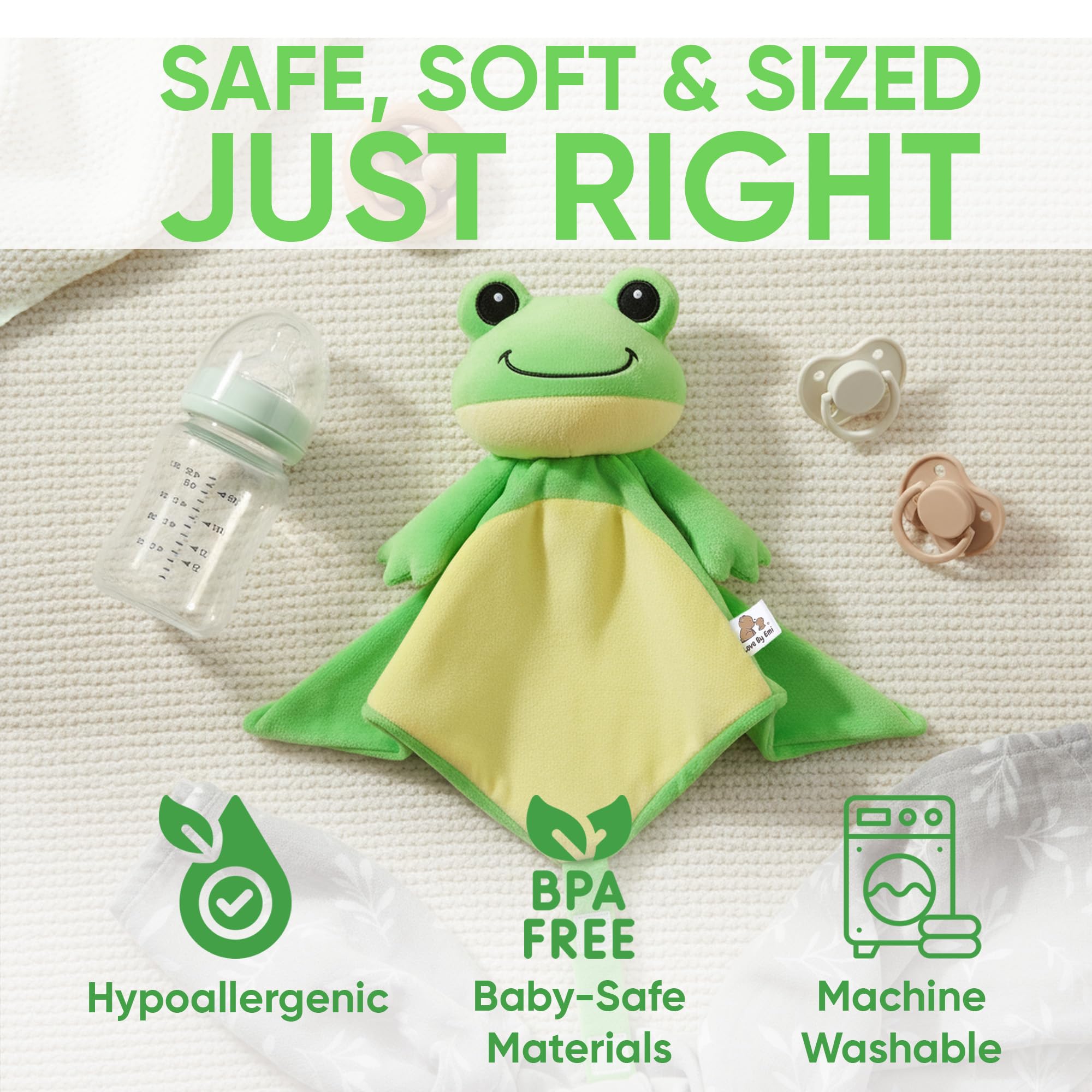 Love By Emi frog lovey ideal for naptime and bedtime routines