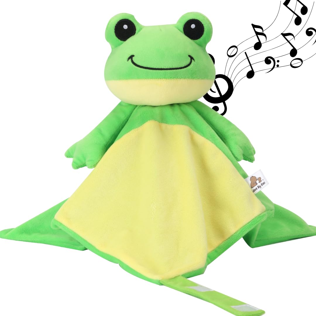 Love By Emi frog lovey plush front view for comforting cuddles