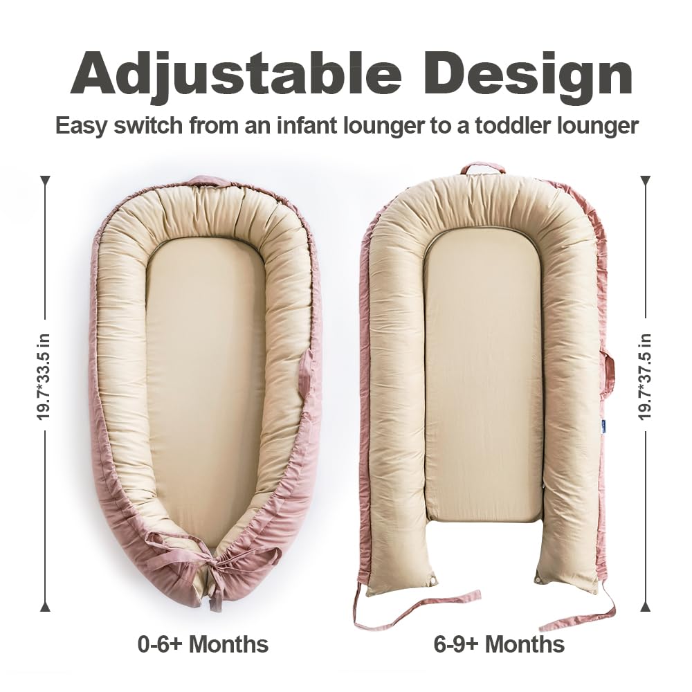 LOVE MAGE baby lounger in use for tummy time and bonding on the floor