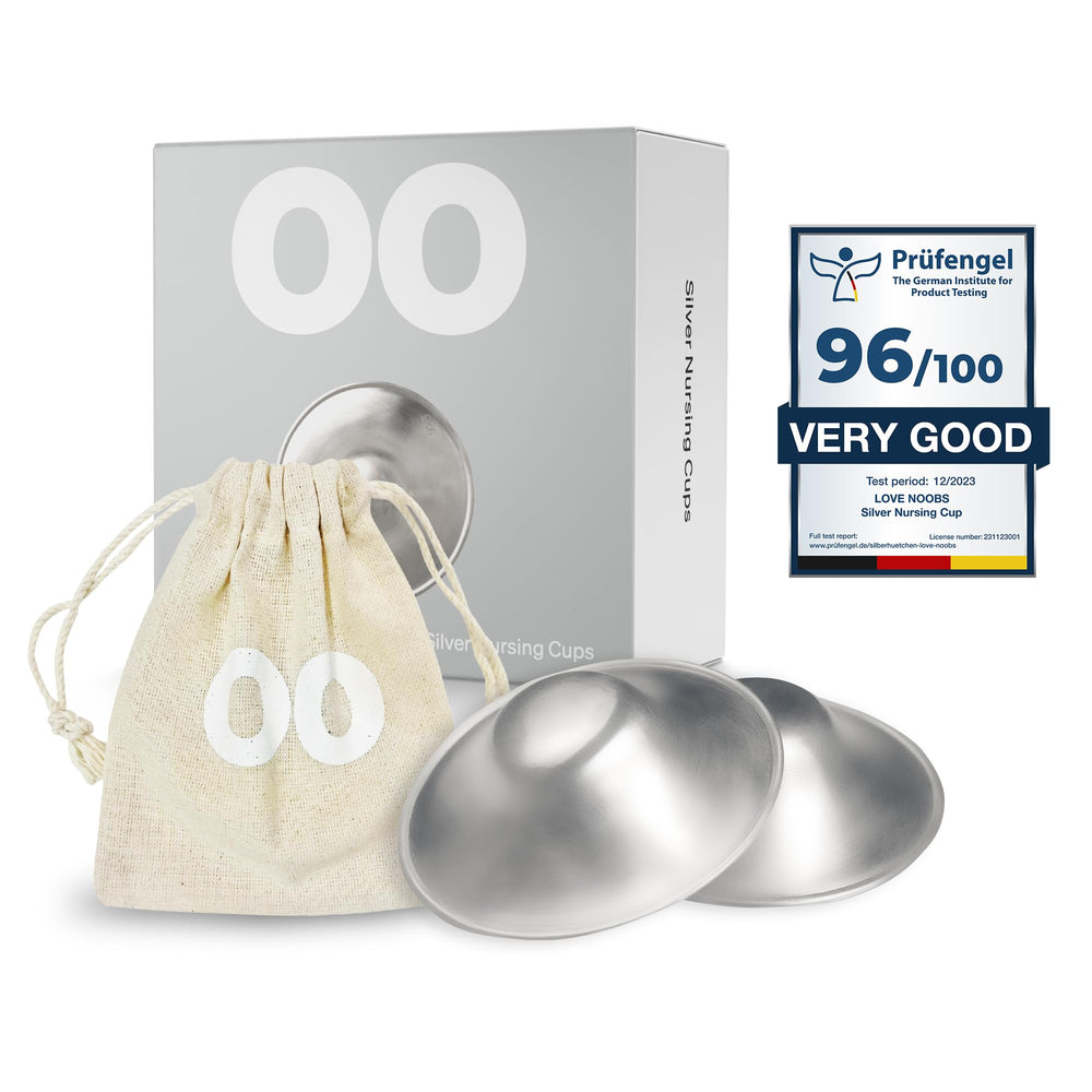 Love Noobs silver nursing cups offer a comfortable, nickel-free breastfeeding option.