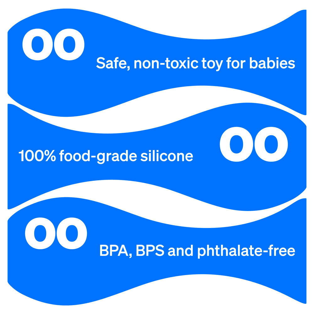 Love Noobs teether back gums—reaches molar area for soothing relief.
