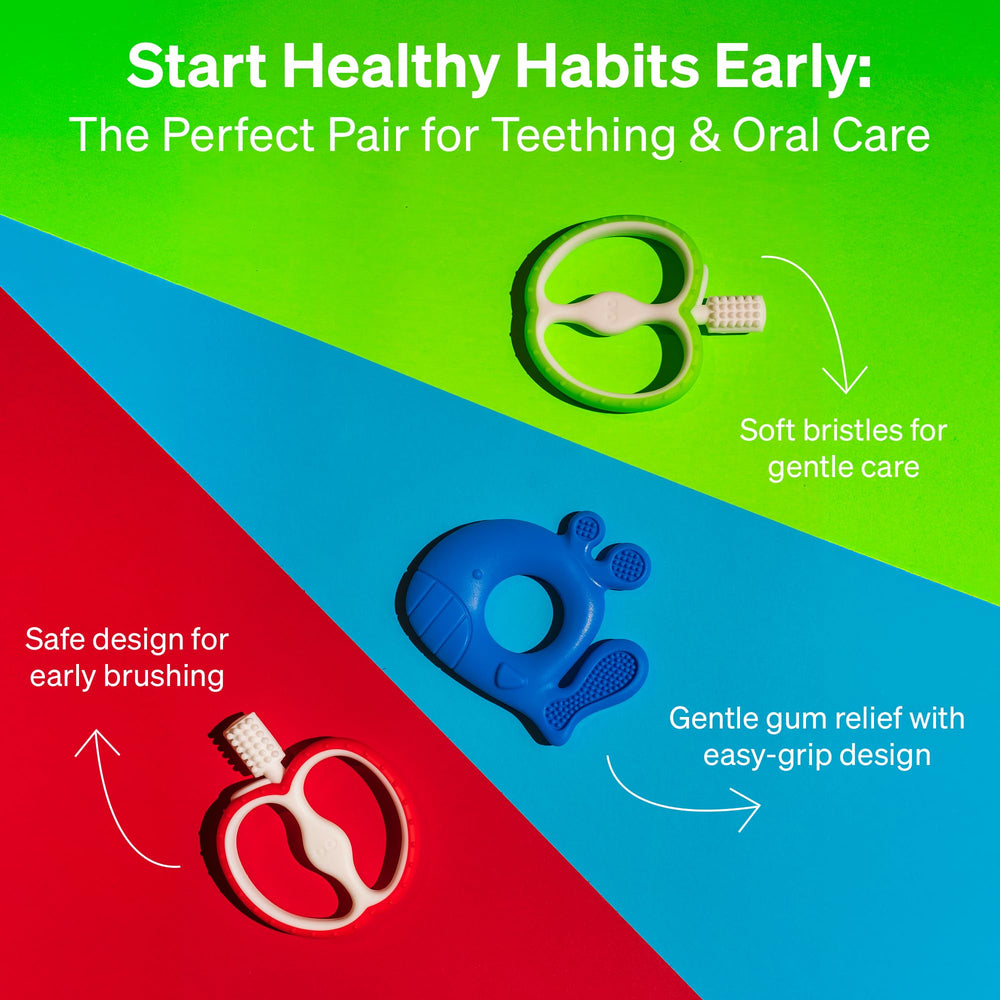 Love Noobs teether on-the-go—compact teething companion for travel.