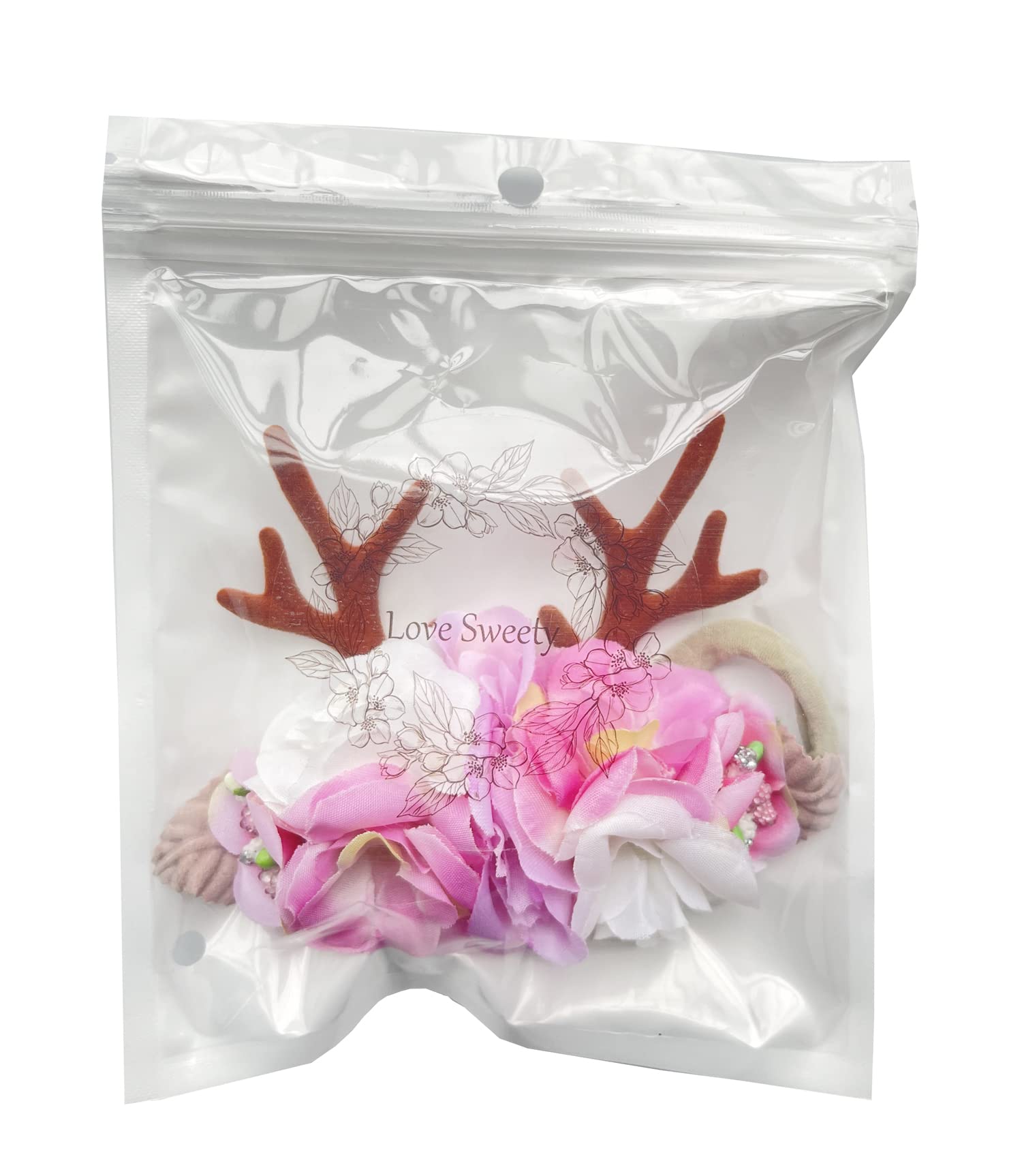 Love Sweety newborn headband with elastic ribbon fits most heads for everyday wear.
